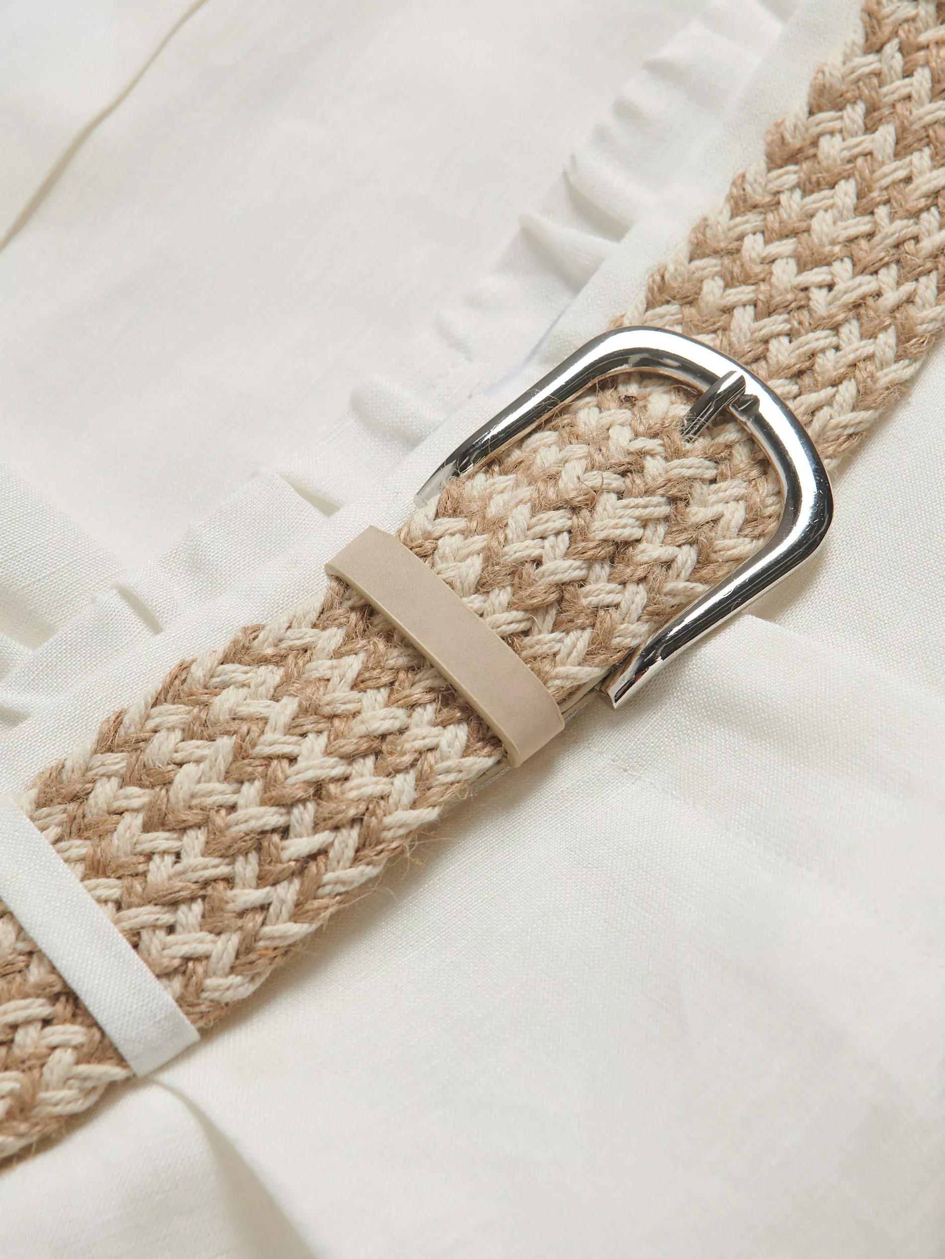 White Shorts With Linen Blend, , large image number 5