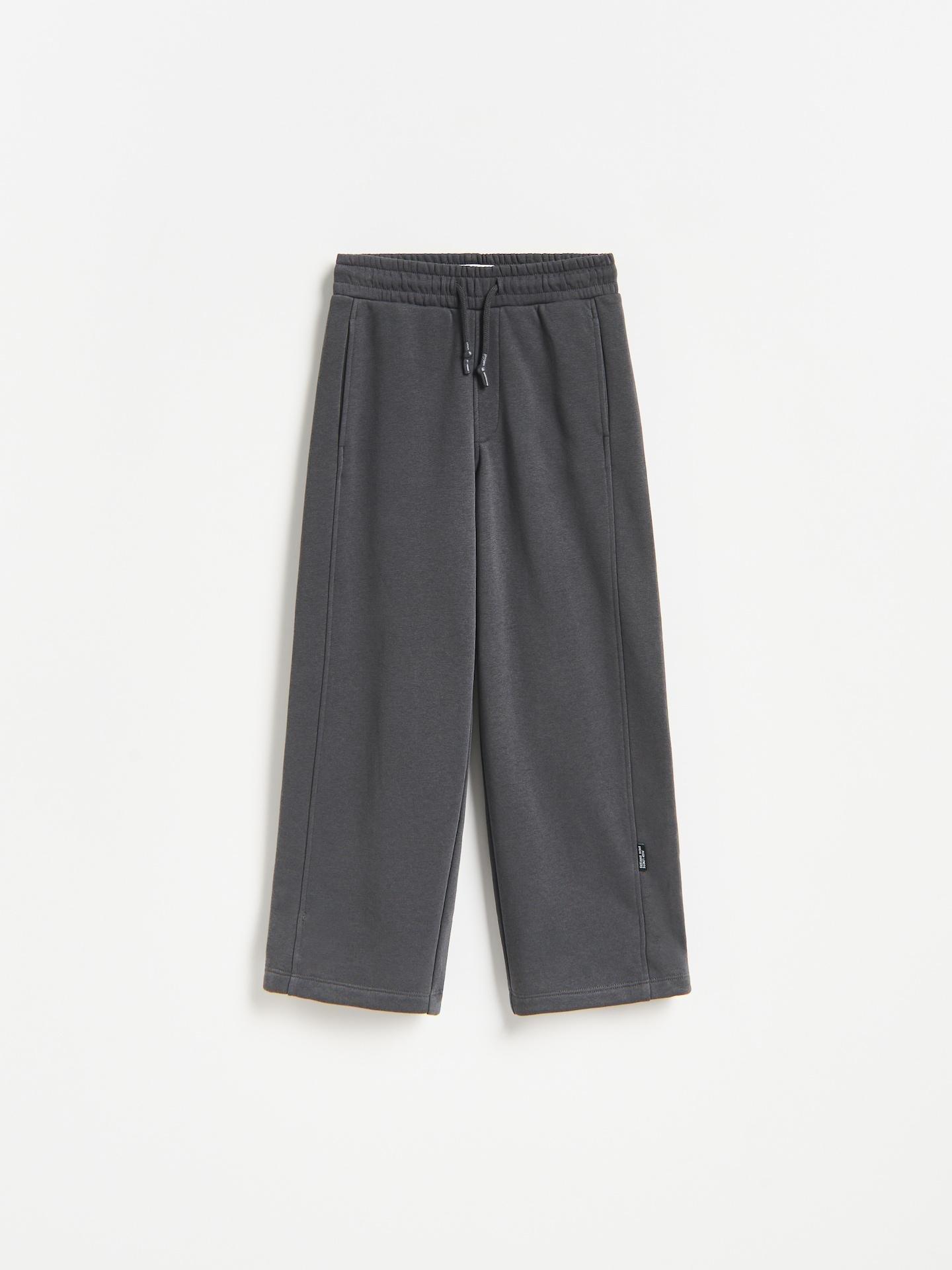 Grey Cotton Rich Wide Leg Trousers, Grey, medium