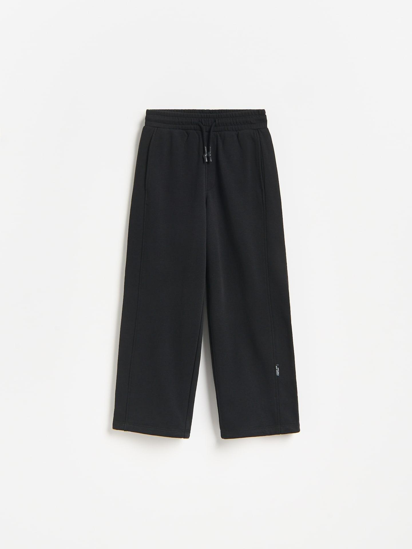 Black Cotton Rich Wide Leg Trousers, Black, medium