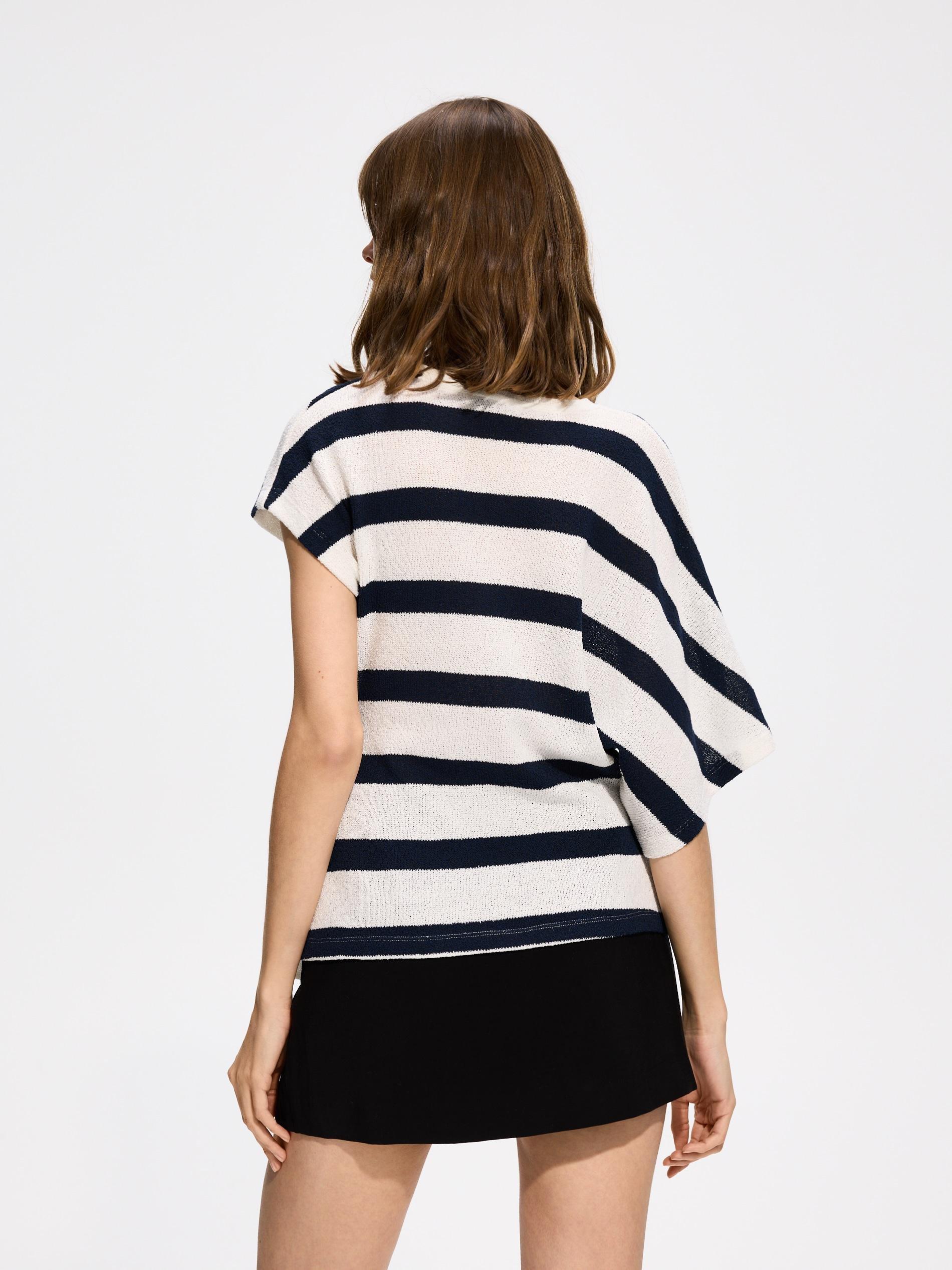 بلوزة غير متماثل مع رباط التفاصيل كحلي, Navy, large image number 2