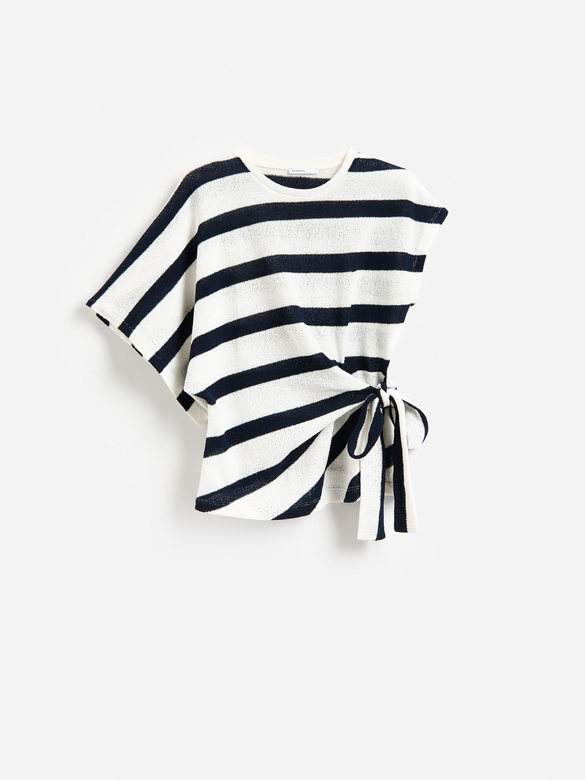 بلوزة غير متماثل مع رباط التفاصيل كحلي, Navy, large image number 4