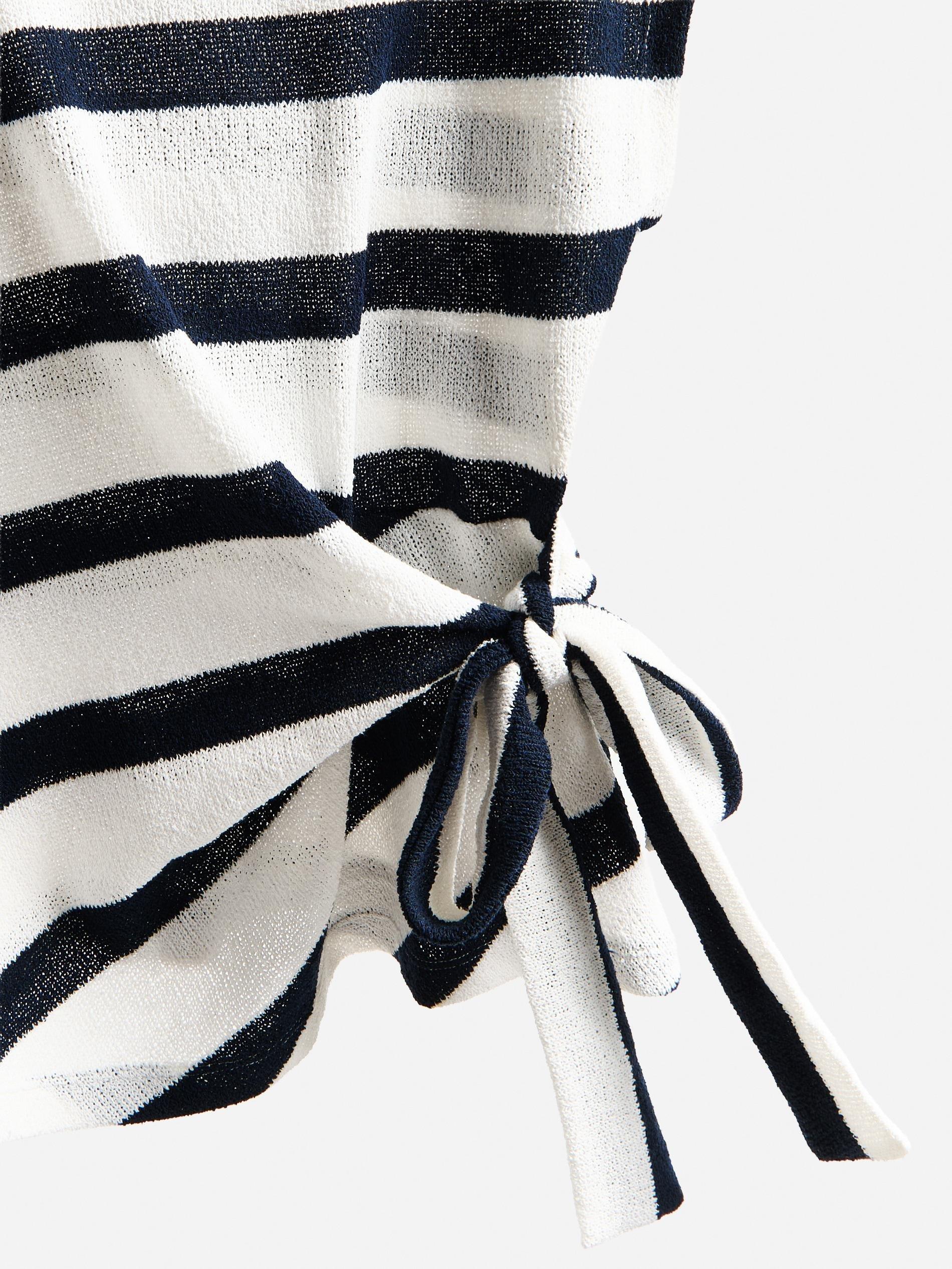 Navy Asymmetric Blouse With Tie Detail, Navy, large image number 5