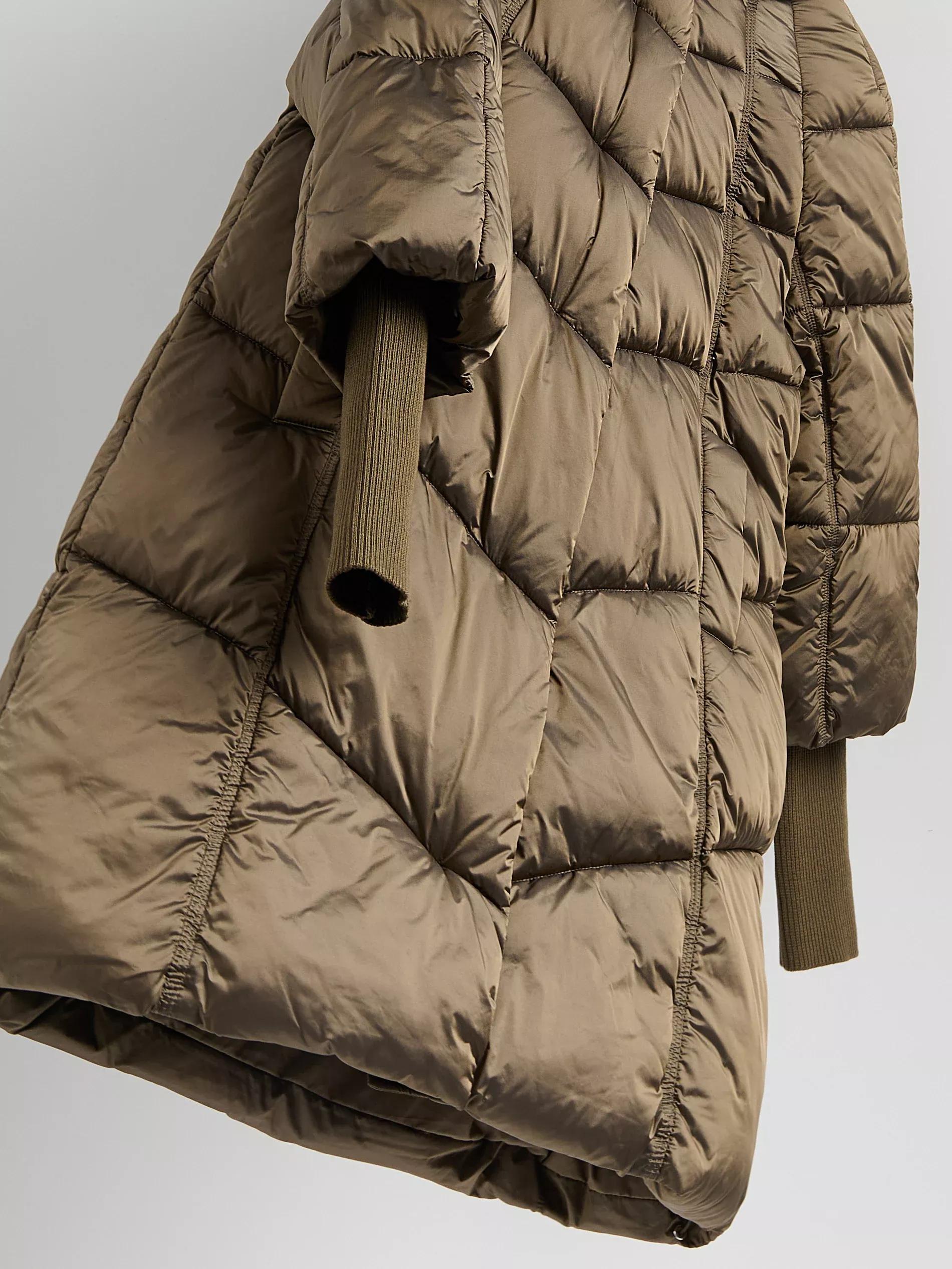 Green Long Quilted Jacket, Khaki, large image number 5