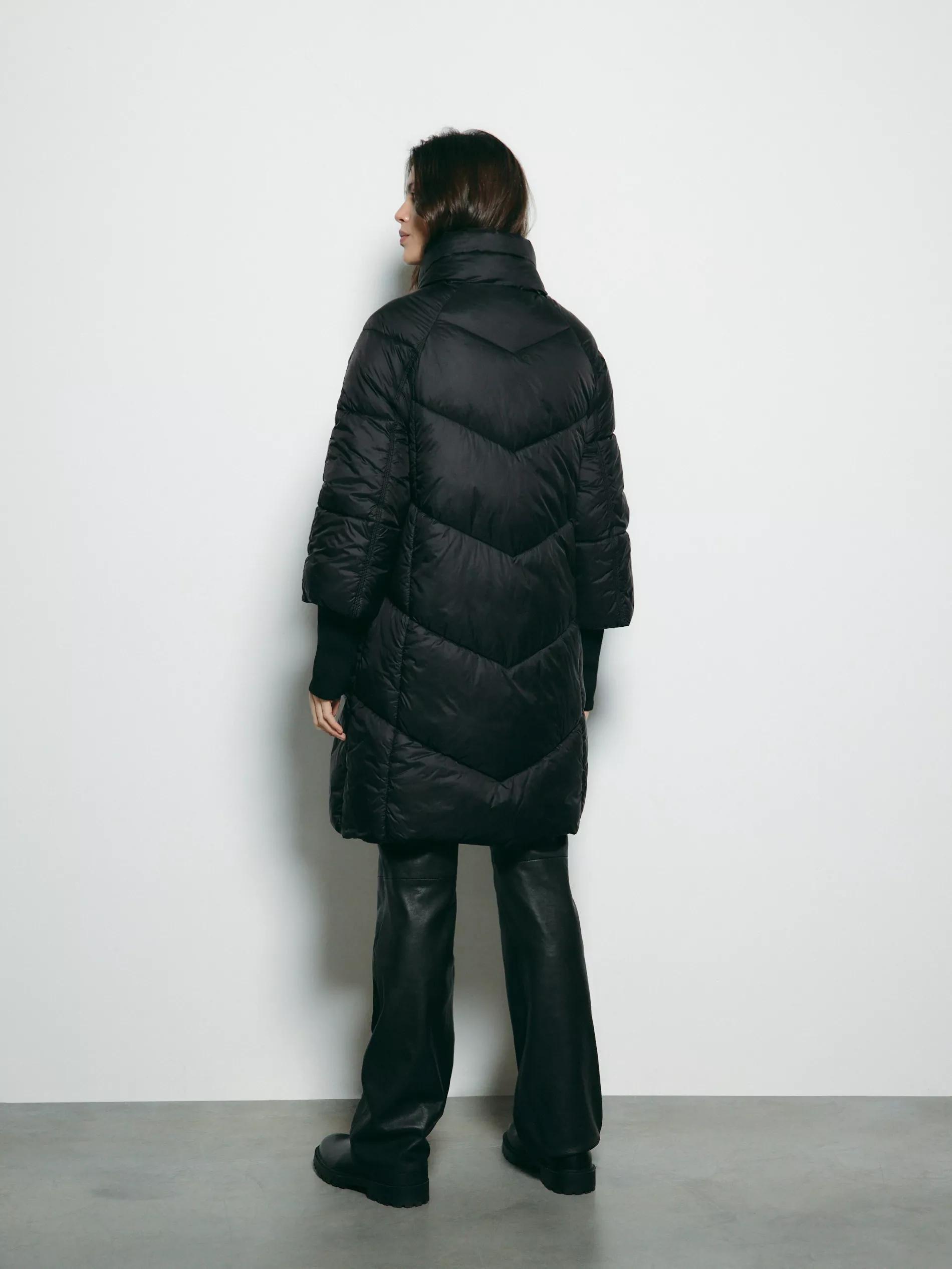 Black Long Quilted Jacket, Black, large image number 3