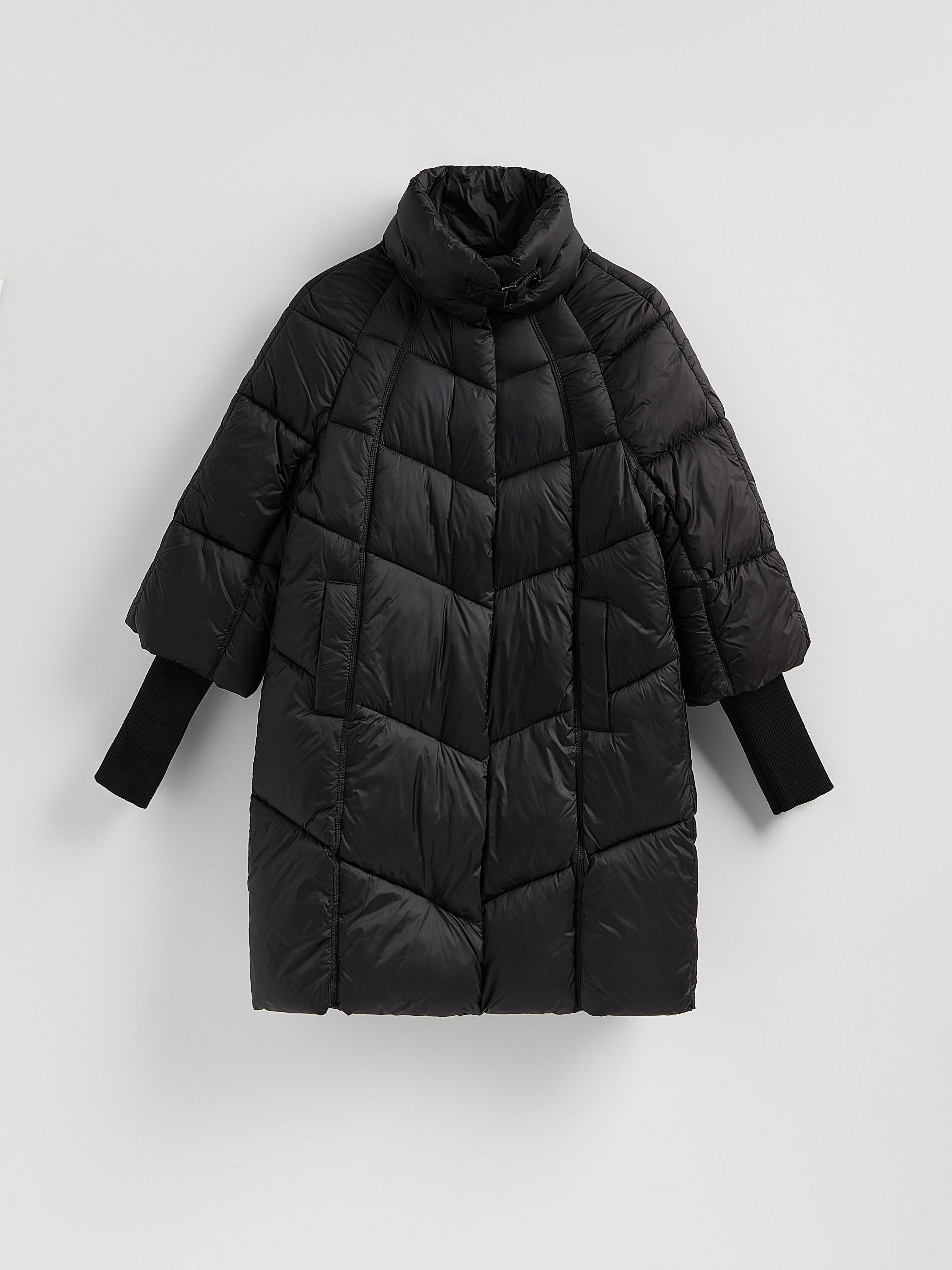 Black Long Quilted Jacket, Black, large image number 4