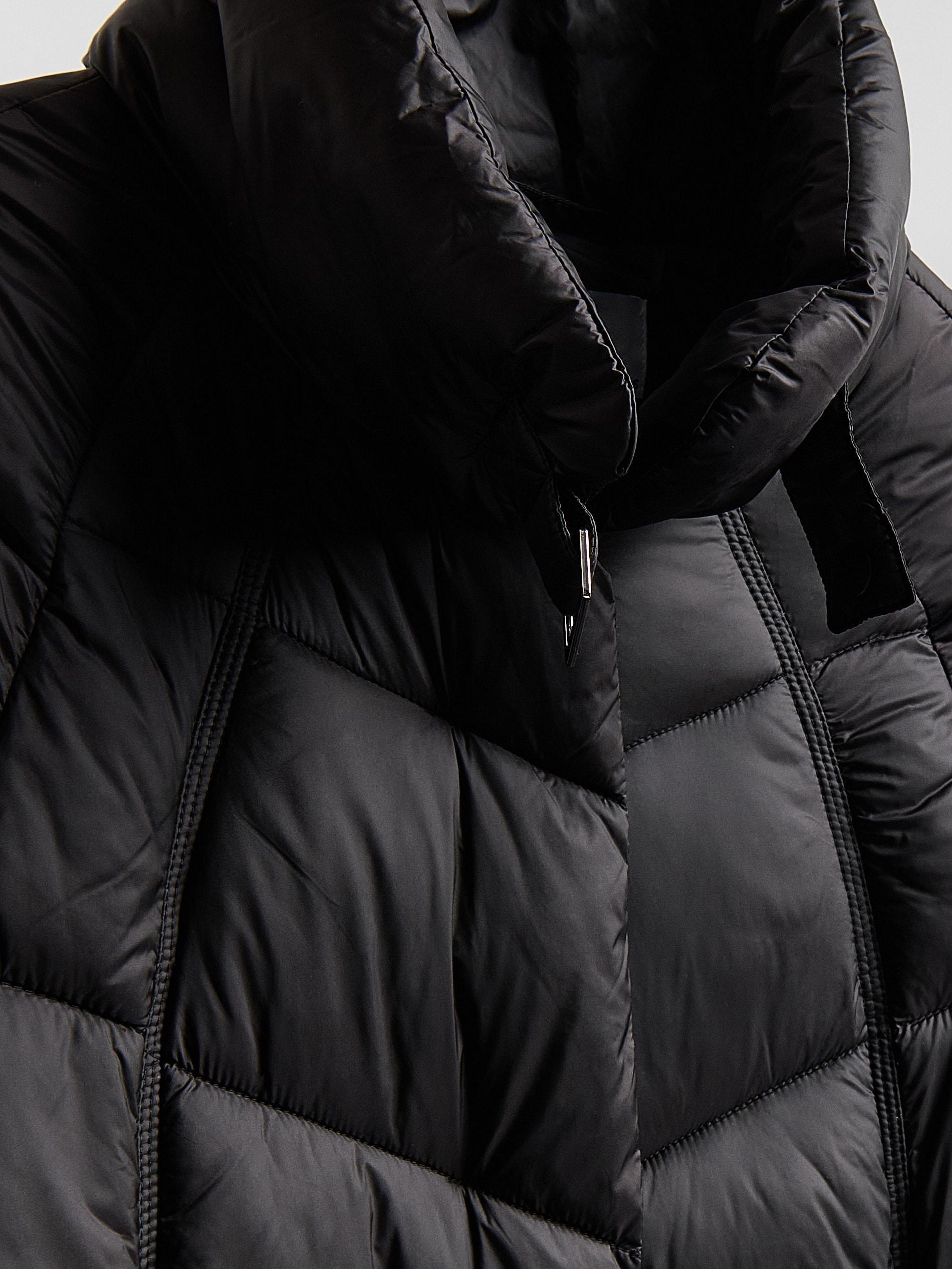 Black Long Quilted Jacket, Black, large image number 5