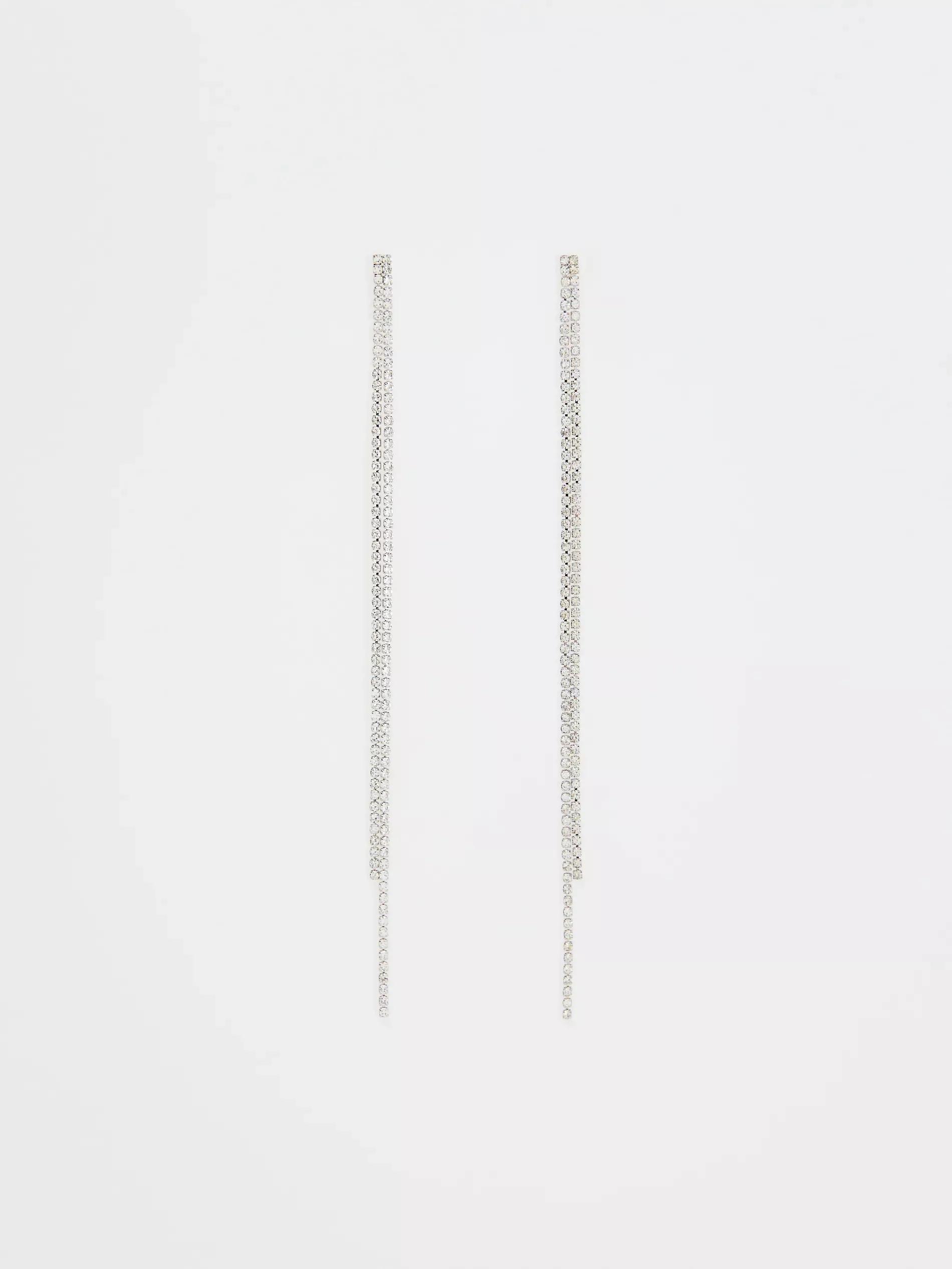 Silver Long Drop Earrings, Silver, large image number 1