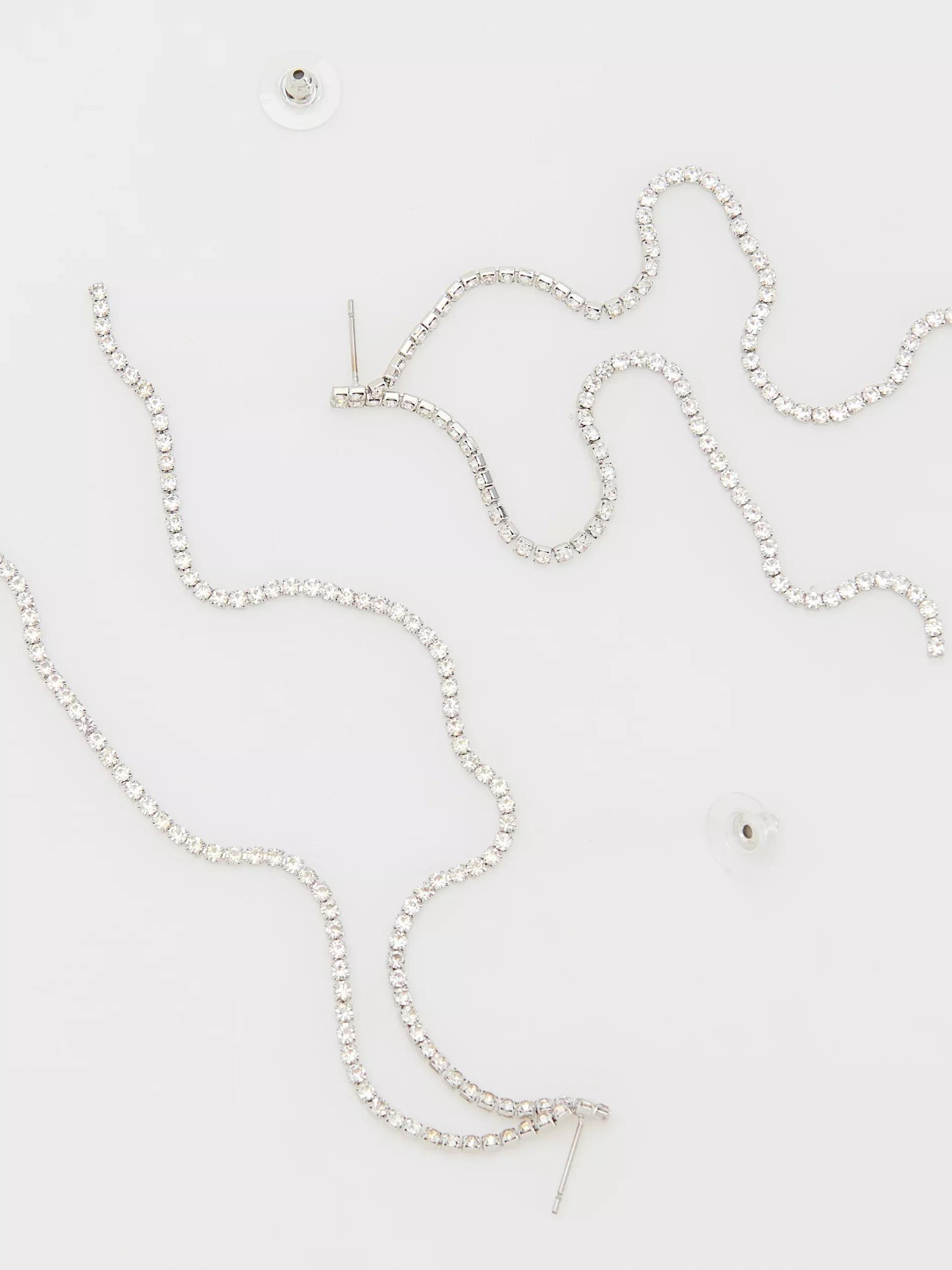 Silver Long Drop Earrings, Silver, large image number 2