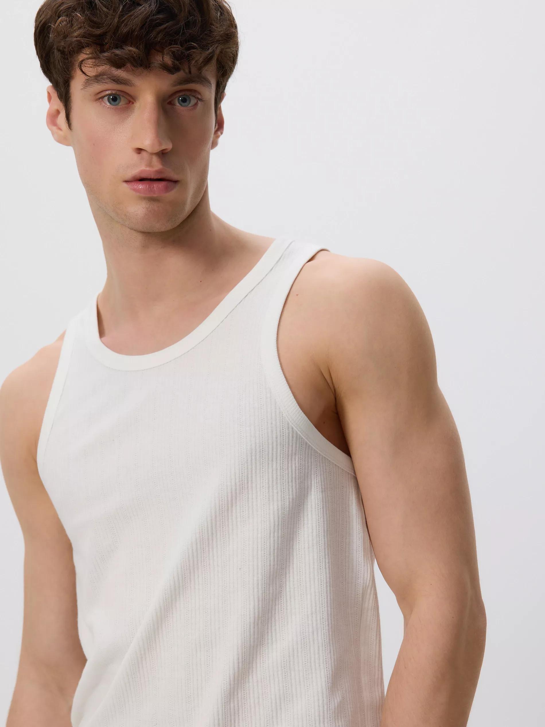 Cream Cotton Tank Top, , large image number 0