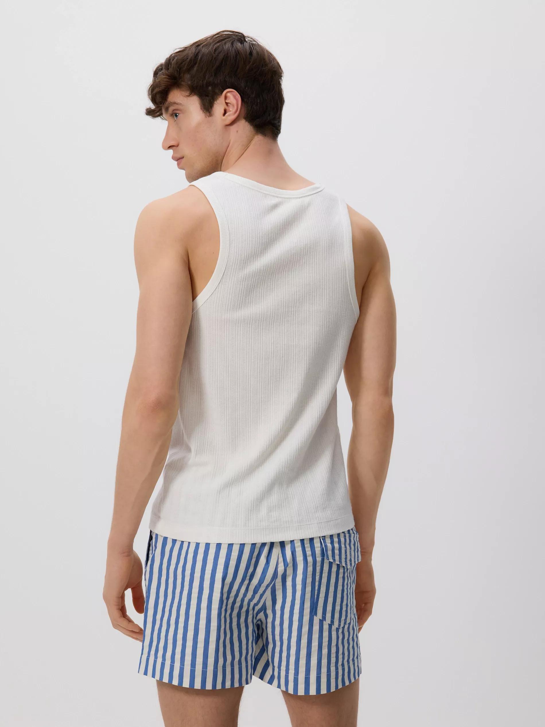 Cream Cotton Tank Top, , large image number 3