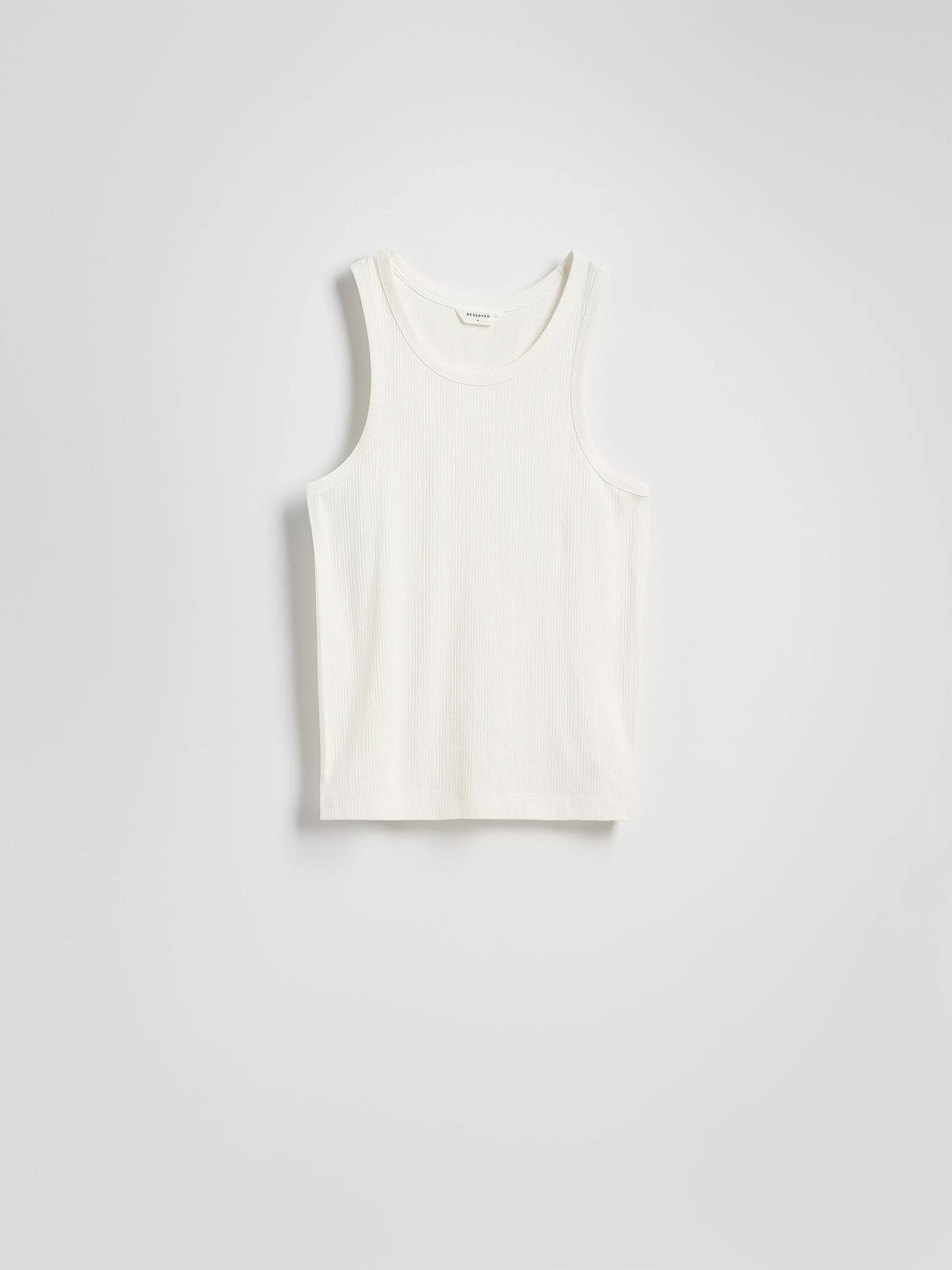 Cream Cotton Tank Top, , large image number 4