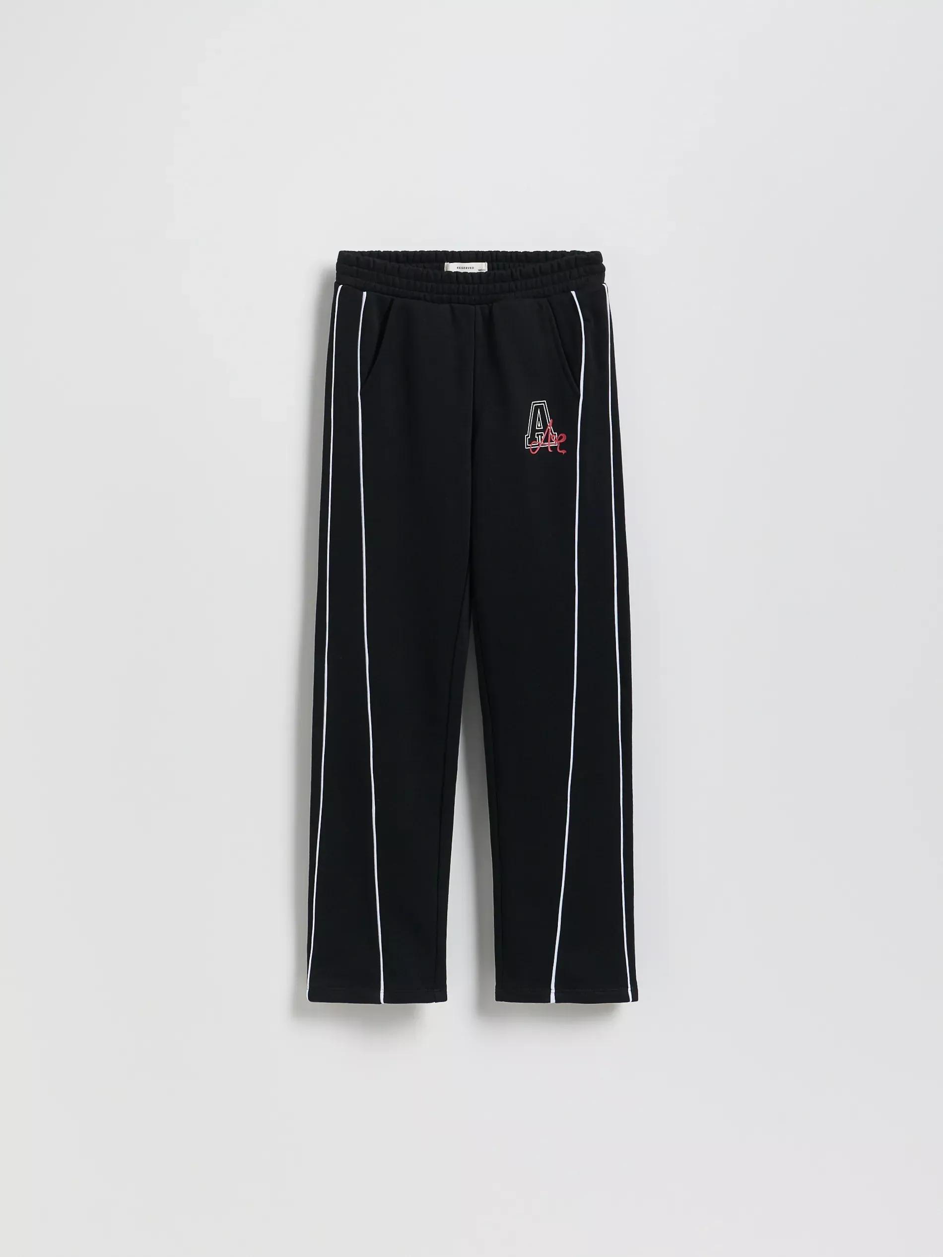 BLACK Sweatpants with side stripes, , large image number 0