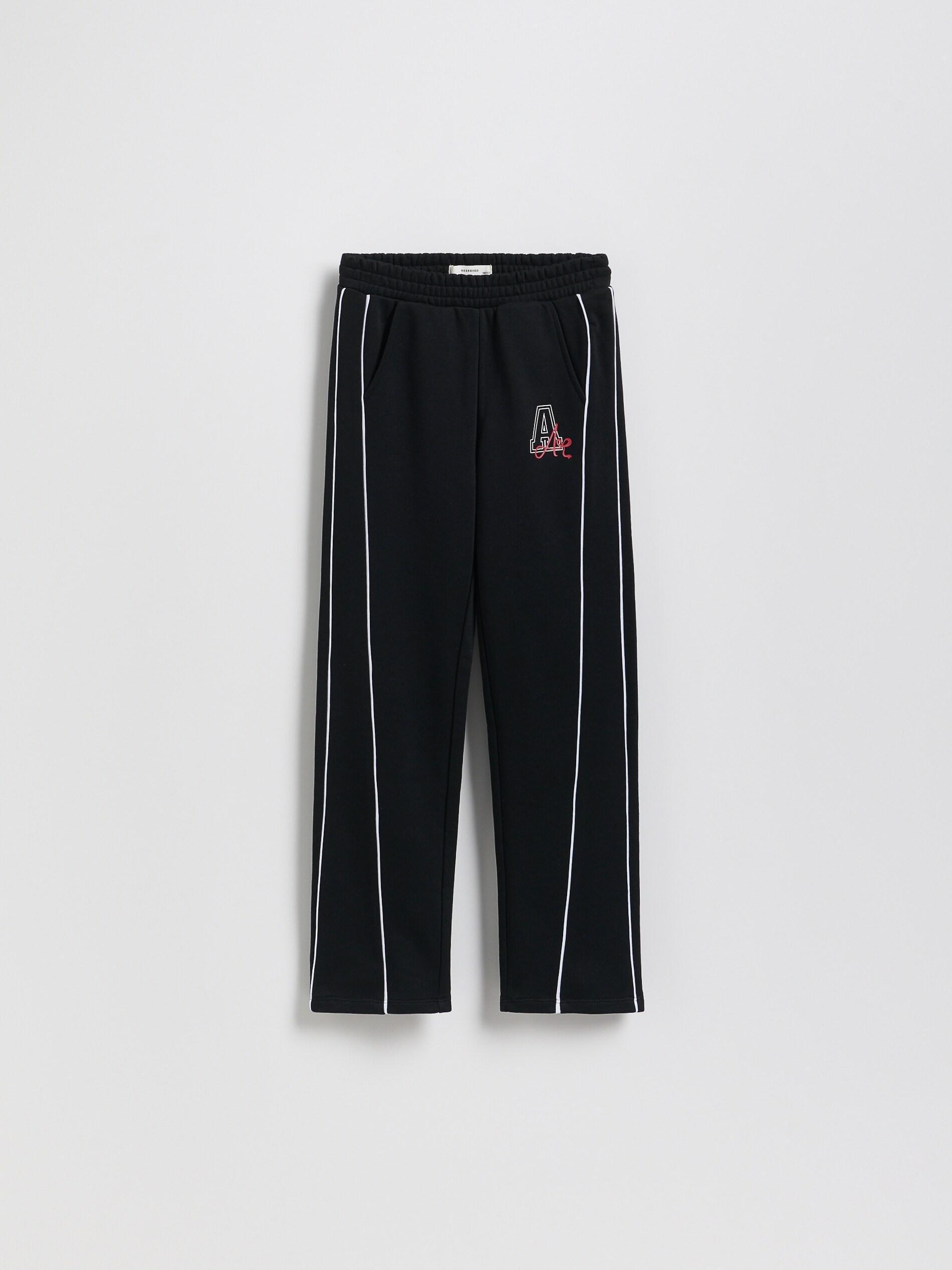 BLACK Sweatpants with side stripes, Black, medium