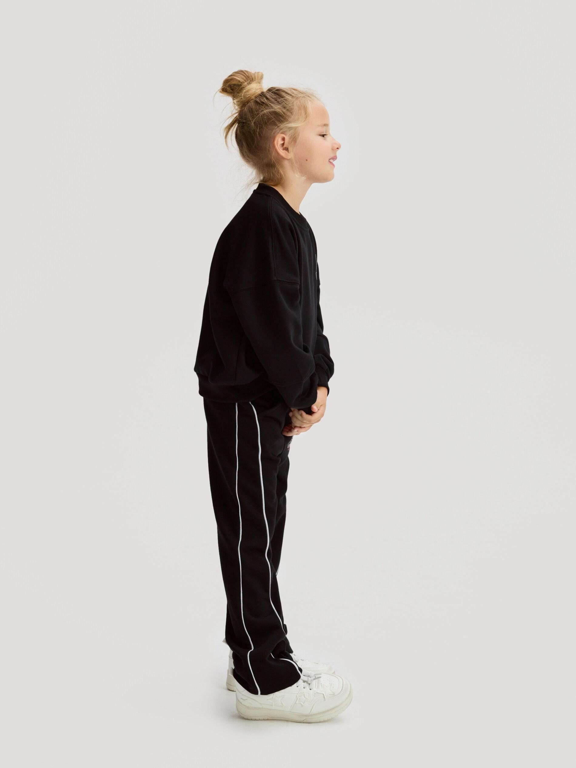 BLACK Sweatpants with side stripes, Black, medium