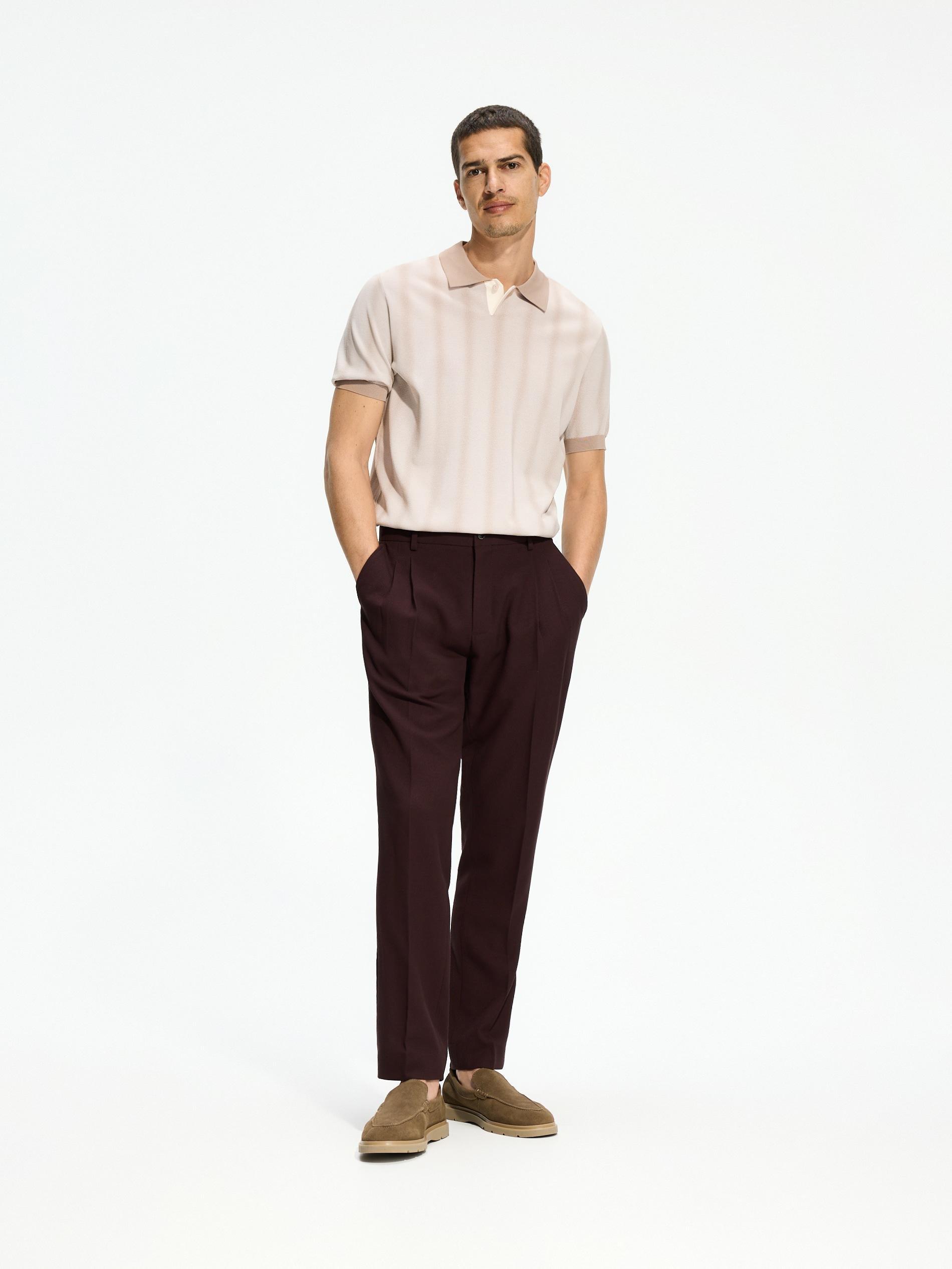 Beige Viscose Rich Polo Jumper, Beige, medium