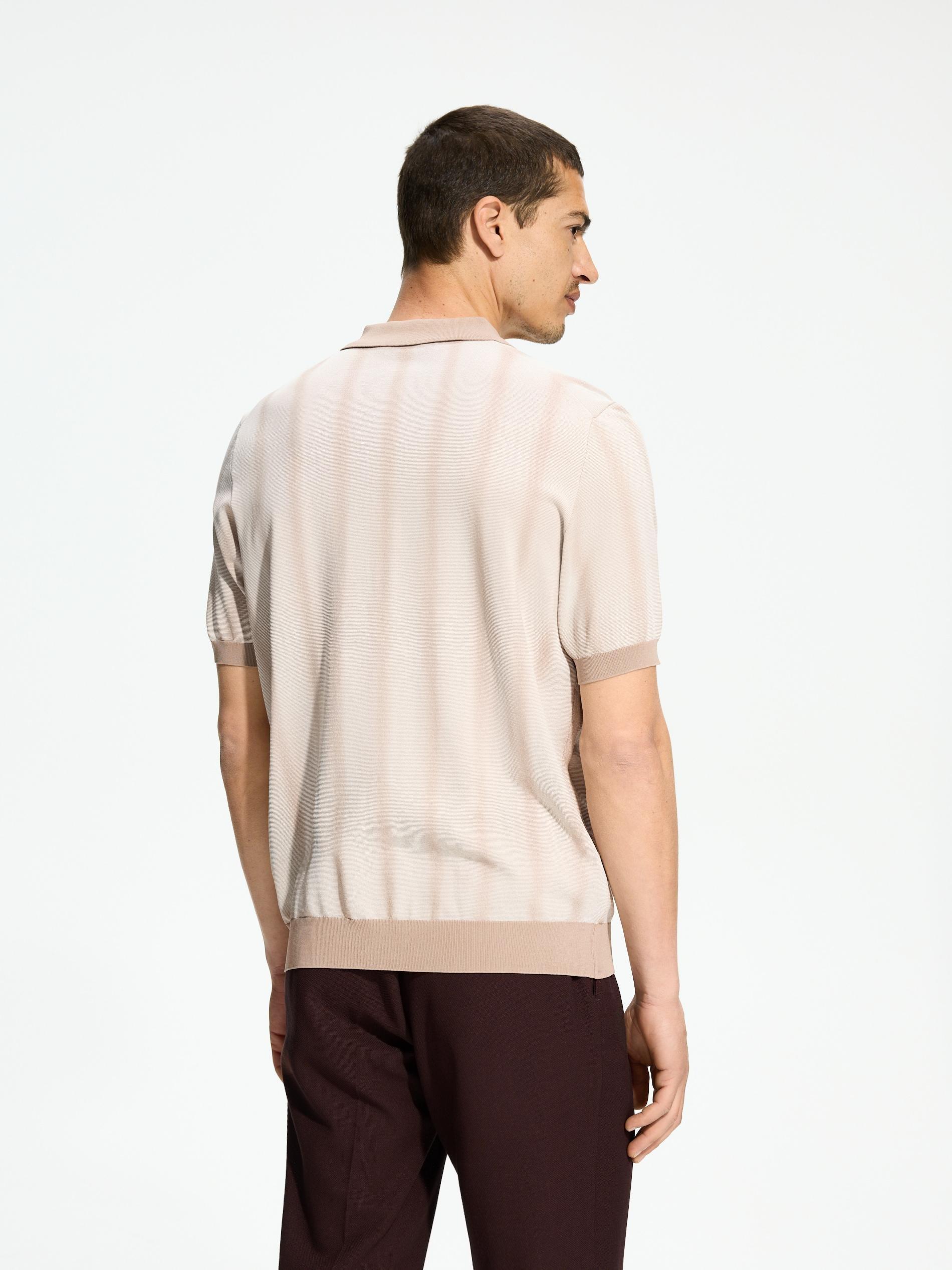 Beige Viscose Rich Polo Jumper, Beige, large image number 2