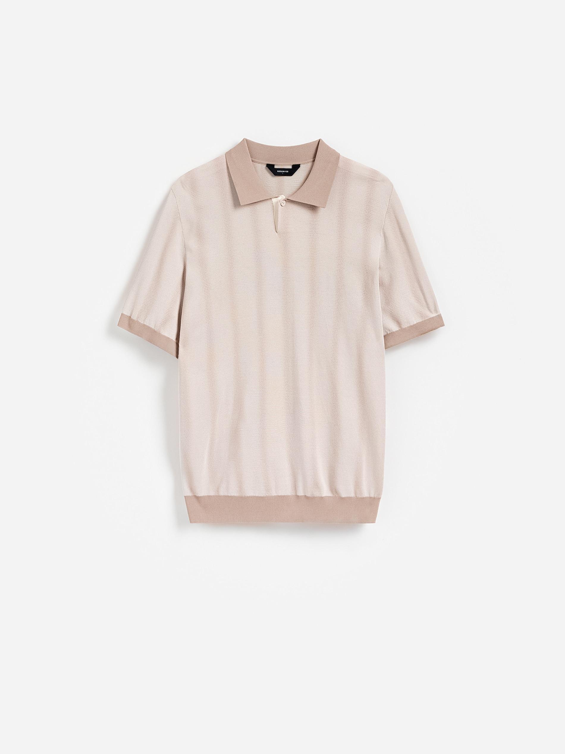 Beige Viscose Rich Polo Jumper, Beige, large image number 3