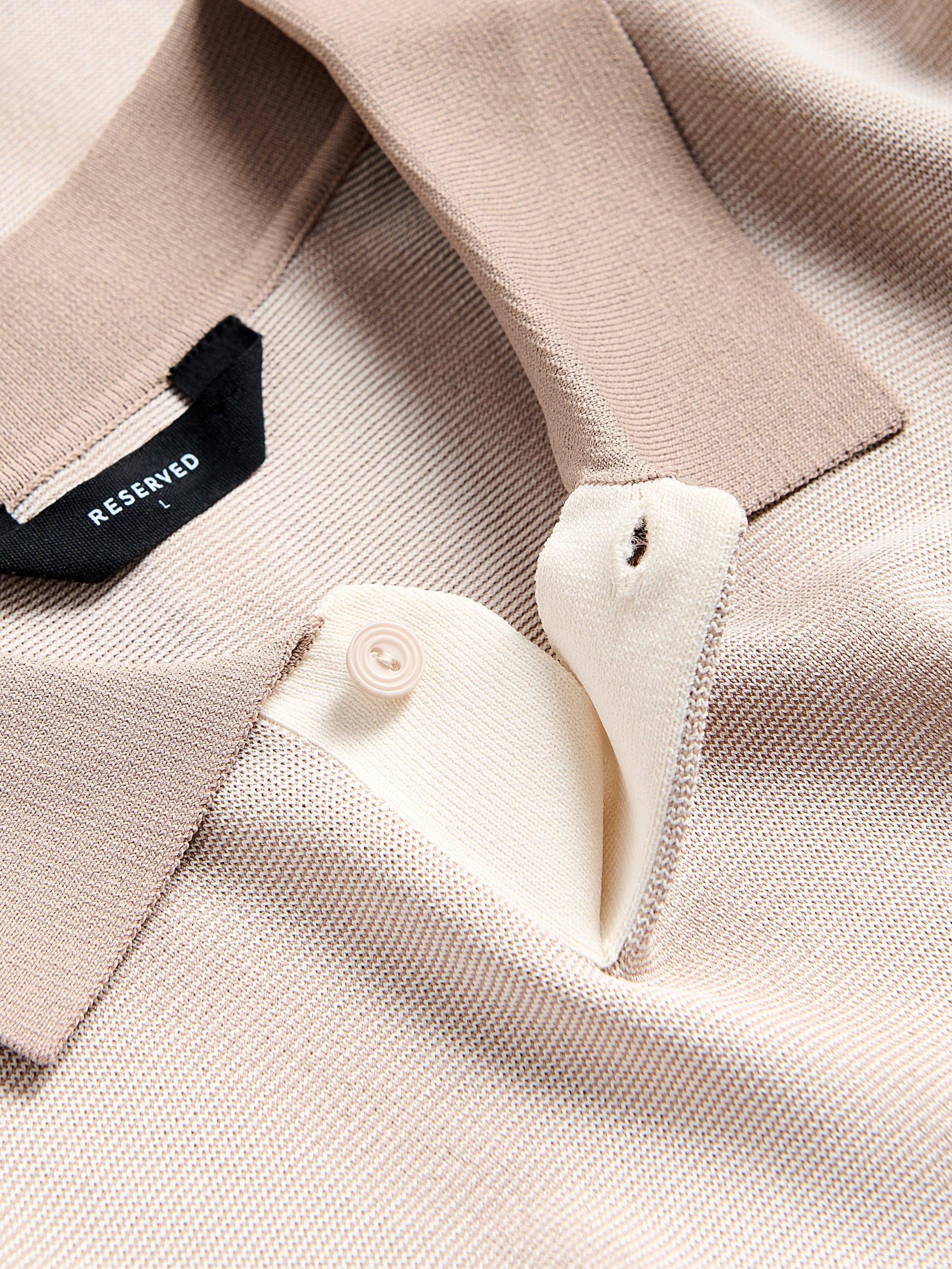 Beige Viscose Rich Polo Jumper, Beige, large image number 4