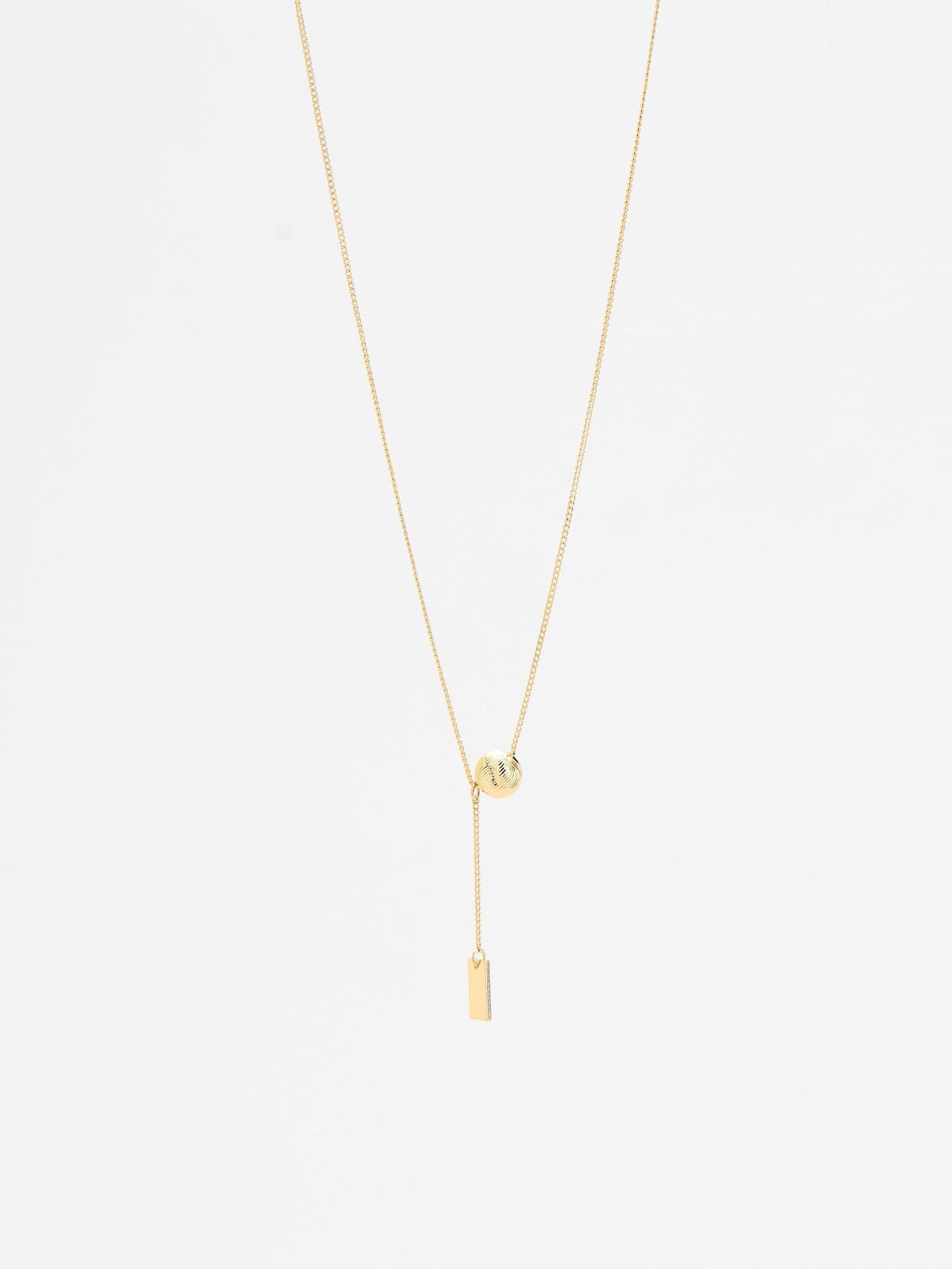 Gold Beaded Necklace, Golden, medium