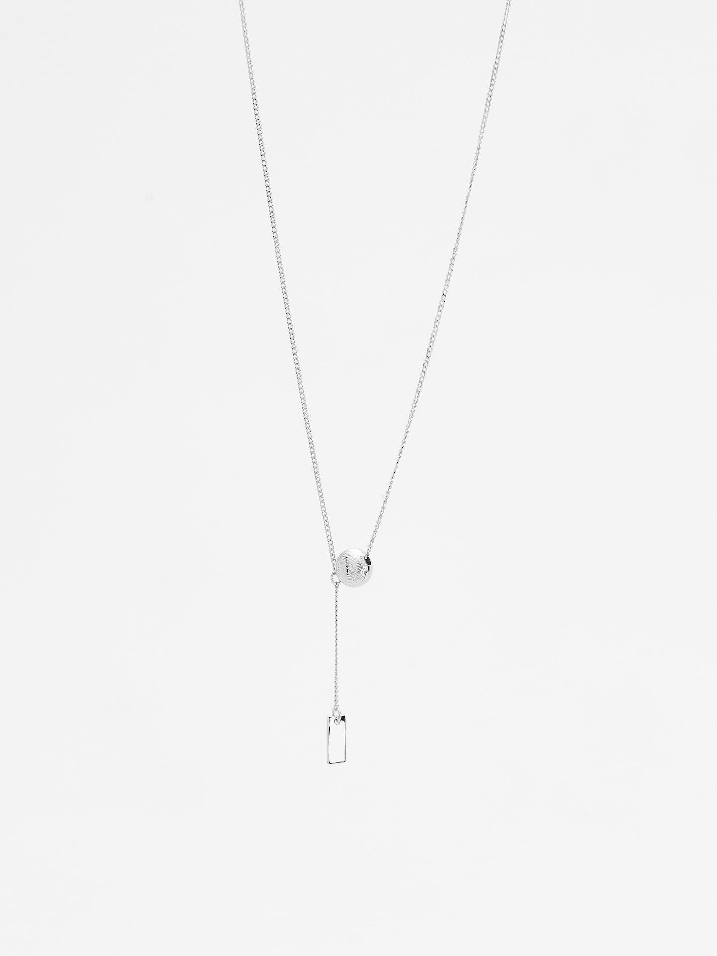 Silver Beaded Necklace, Silver, medium