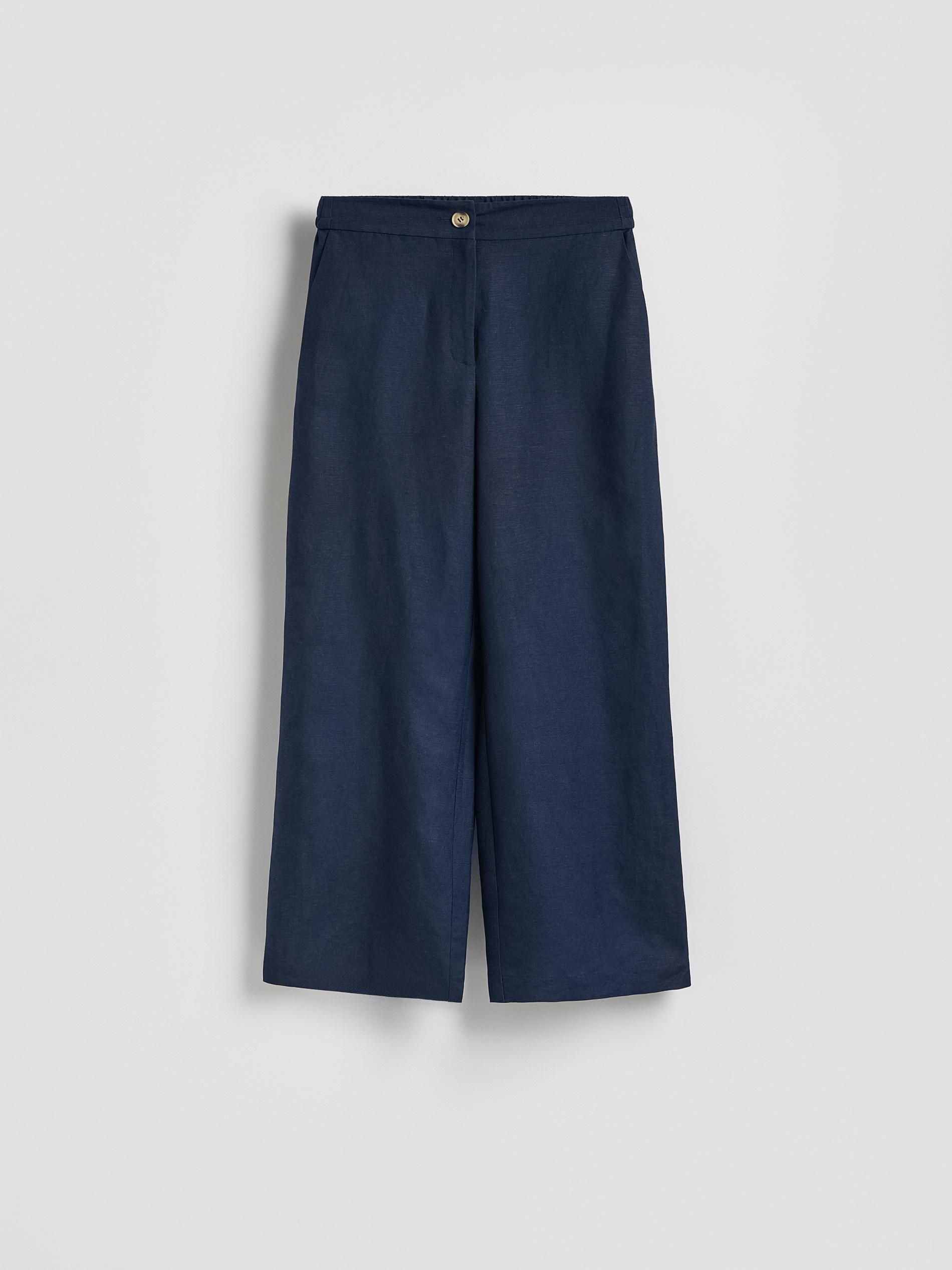 Navy Linen Rich Trousers, Navy, large image number 3