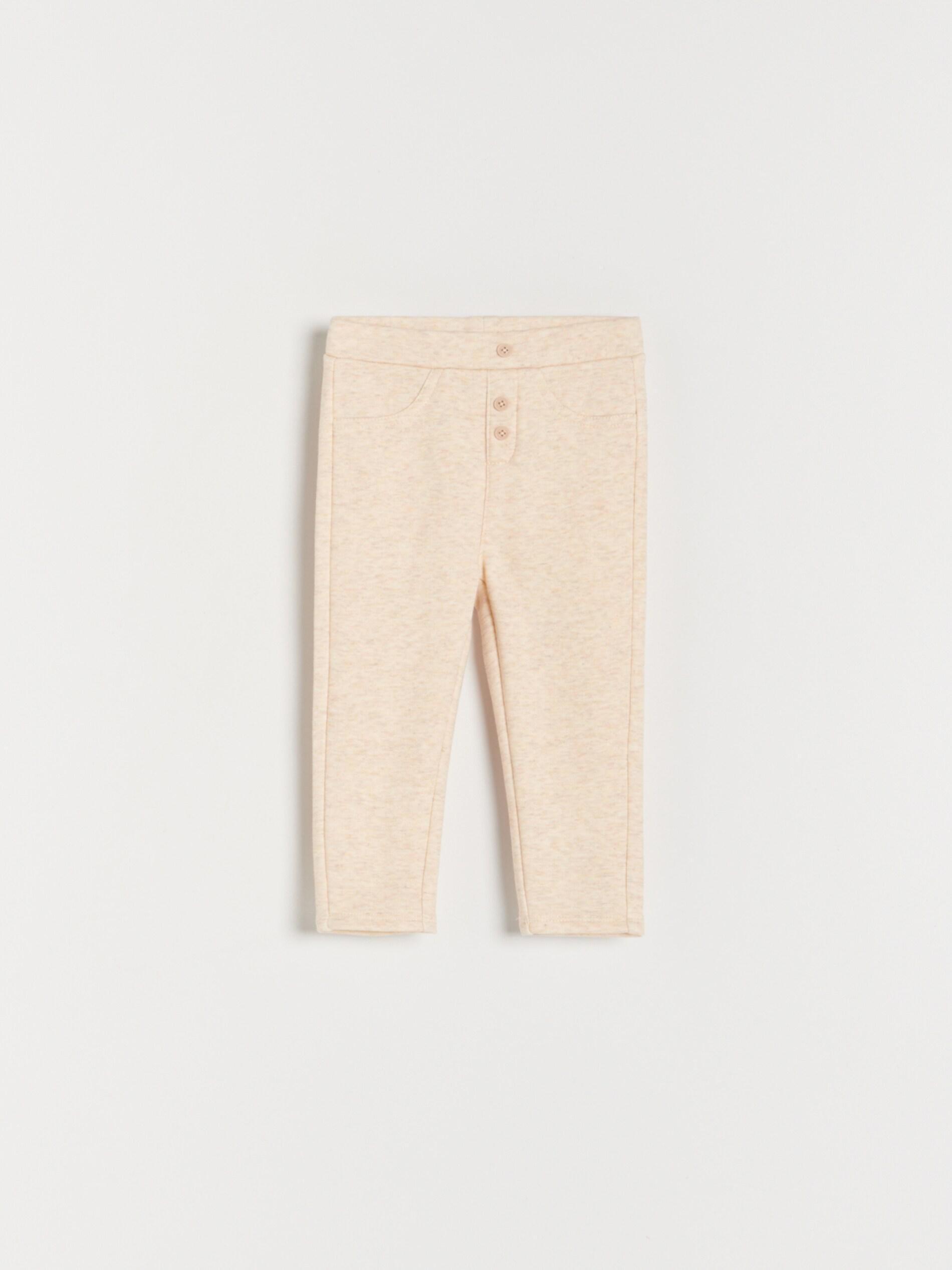 Beige Cotton Leggings, Kids Girl, , large image number 0