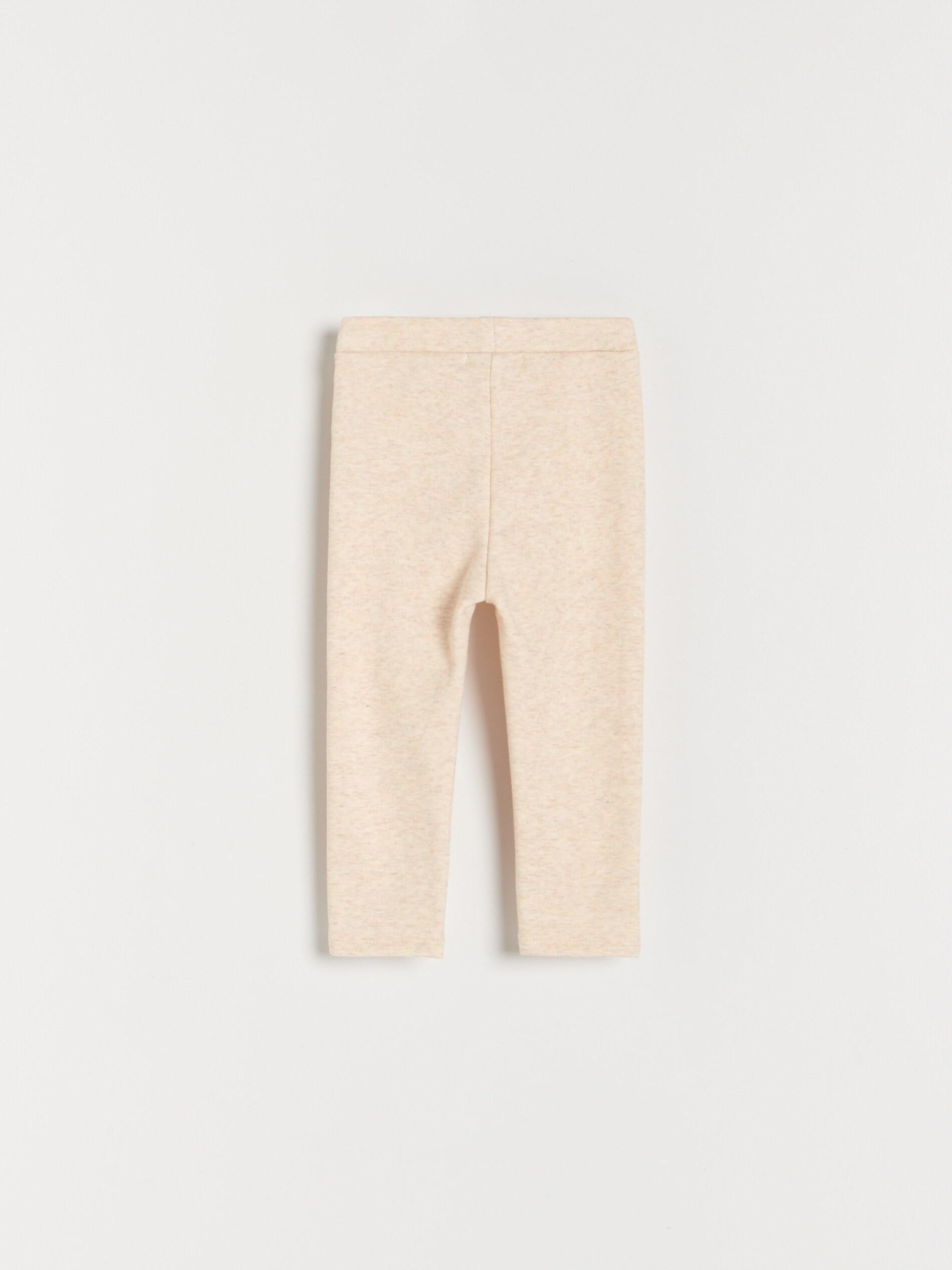 Beige Cotton Leggings, Kids Girl, , large image number 1