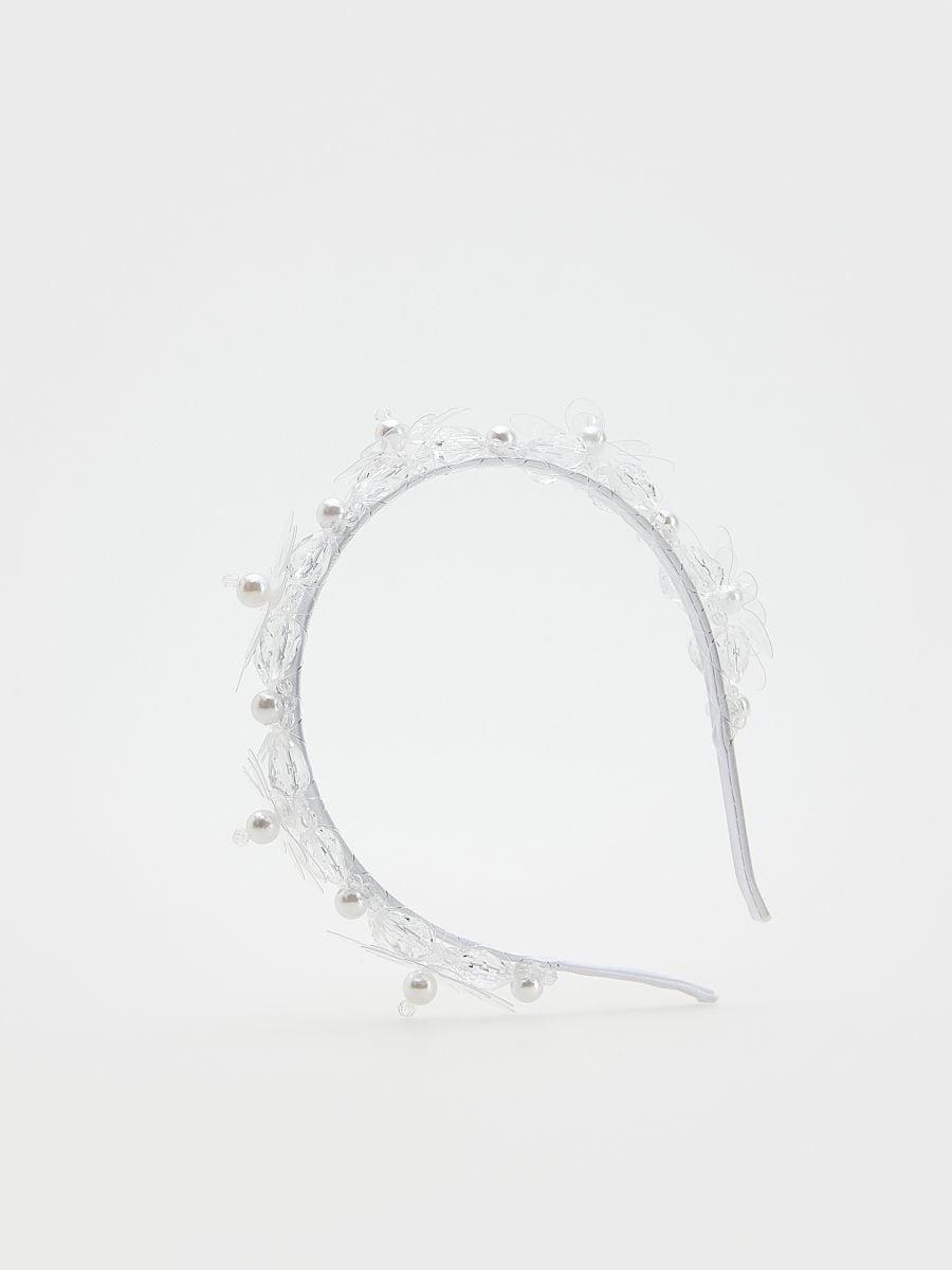 White Hairband,Kids Girl, White, large image number 1