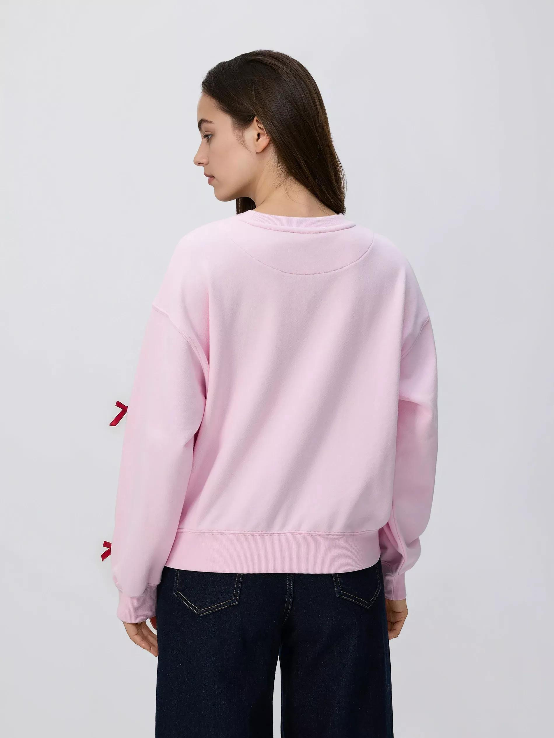 Pink Sweatshirt With Bows, Pink, large image number 3