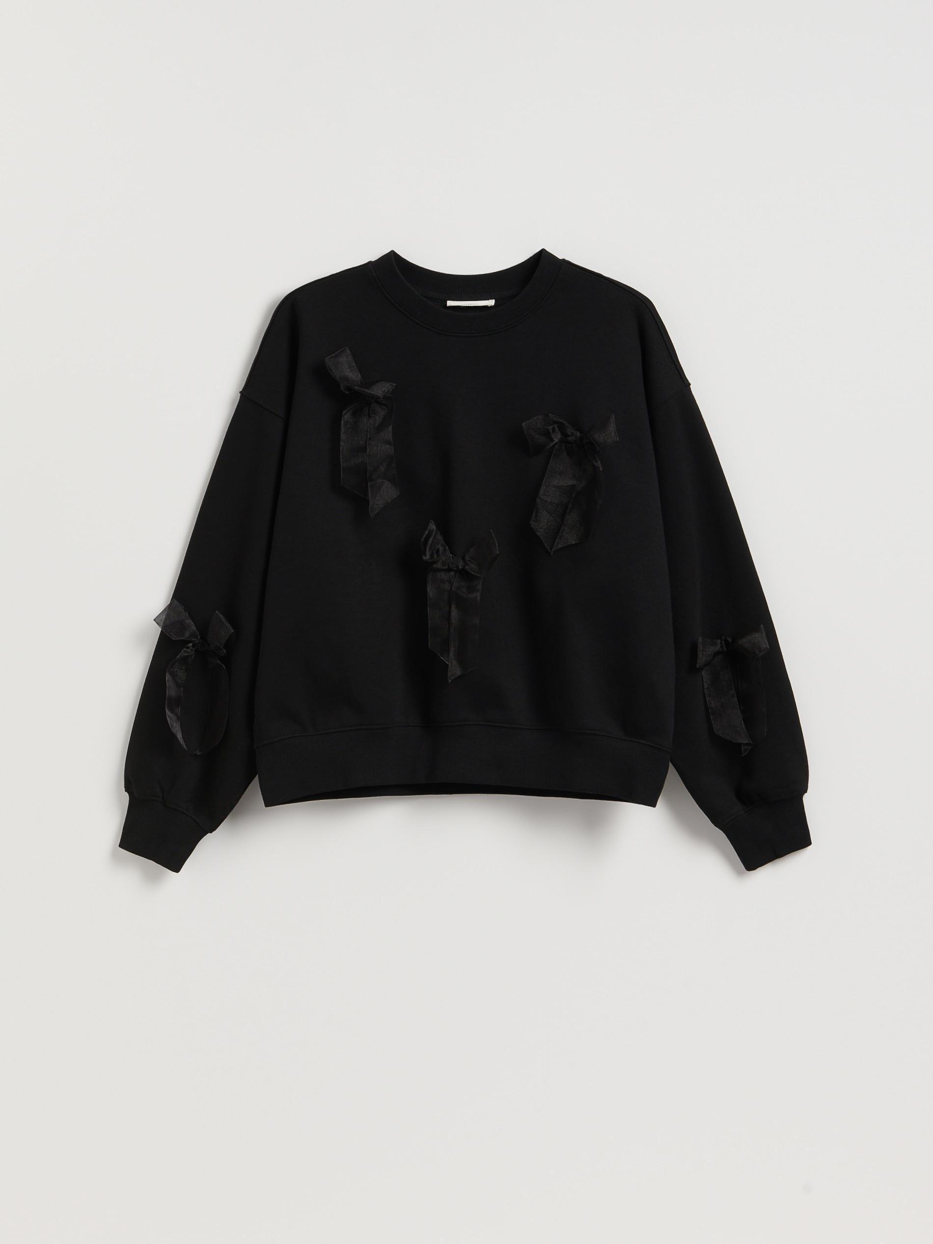 Black Sweatshirt With Bows, Black, large image number 0