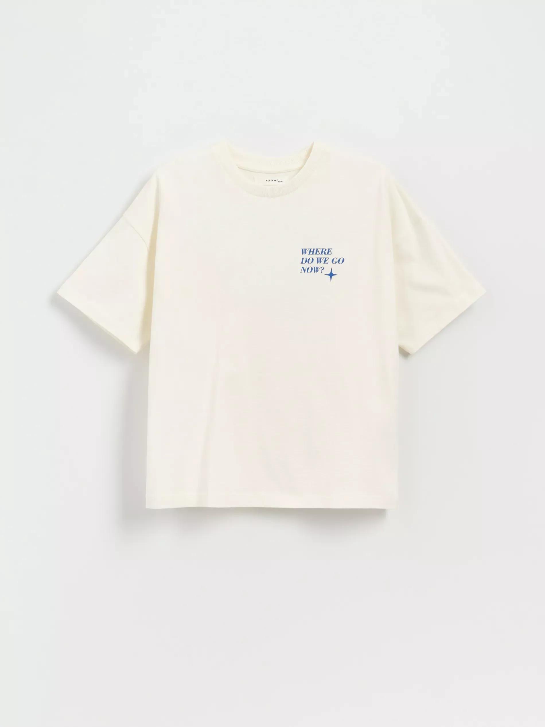 Cream T-Shirt With Print, Ivory, medium