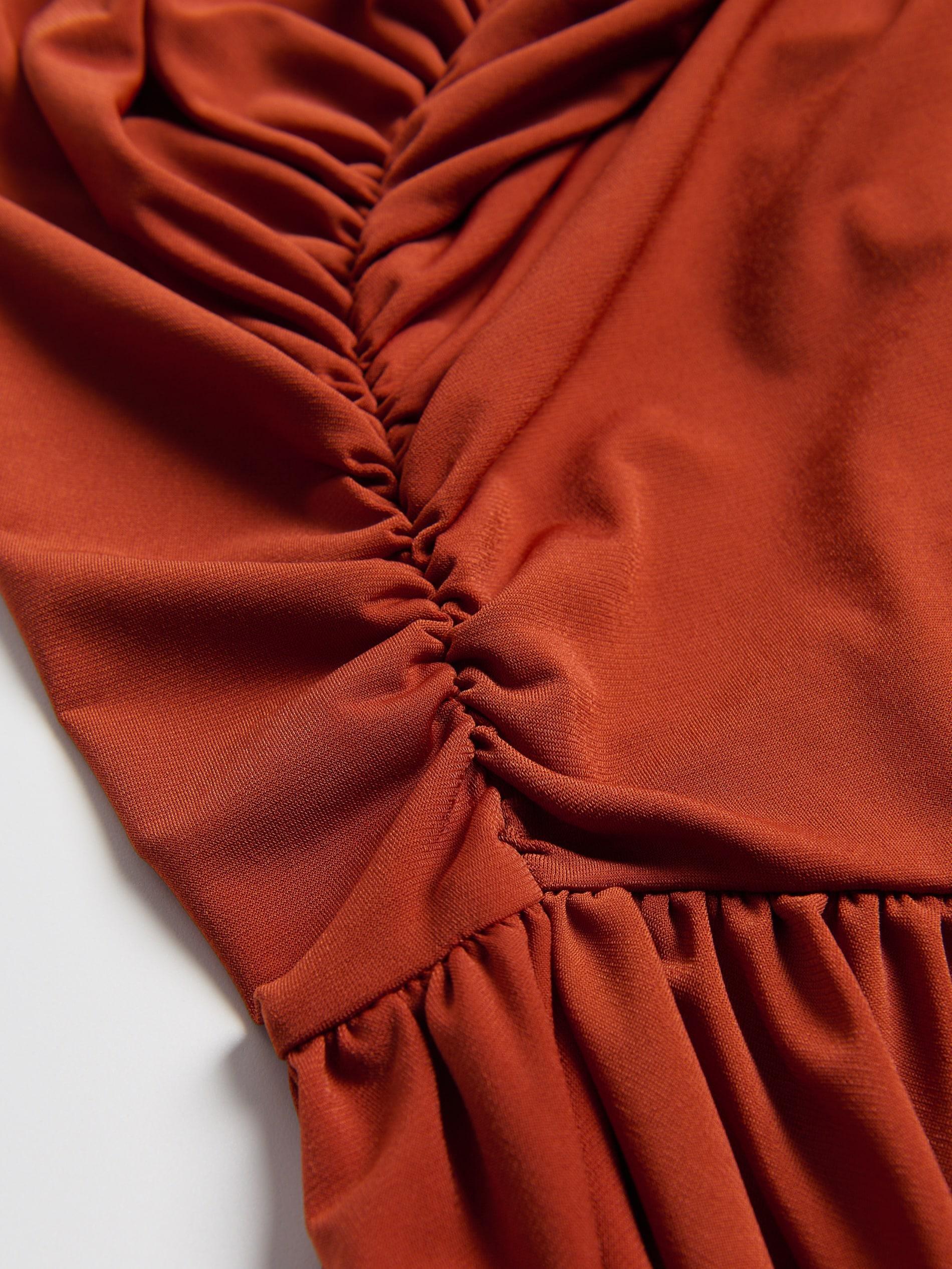Brown Dress With Draping, Brown, large image number 1