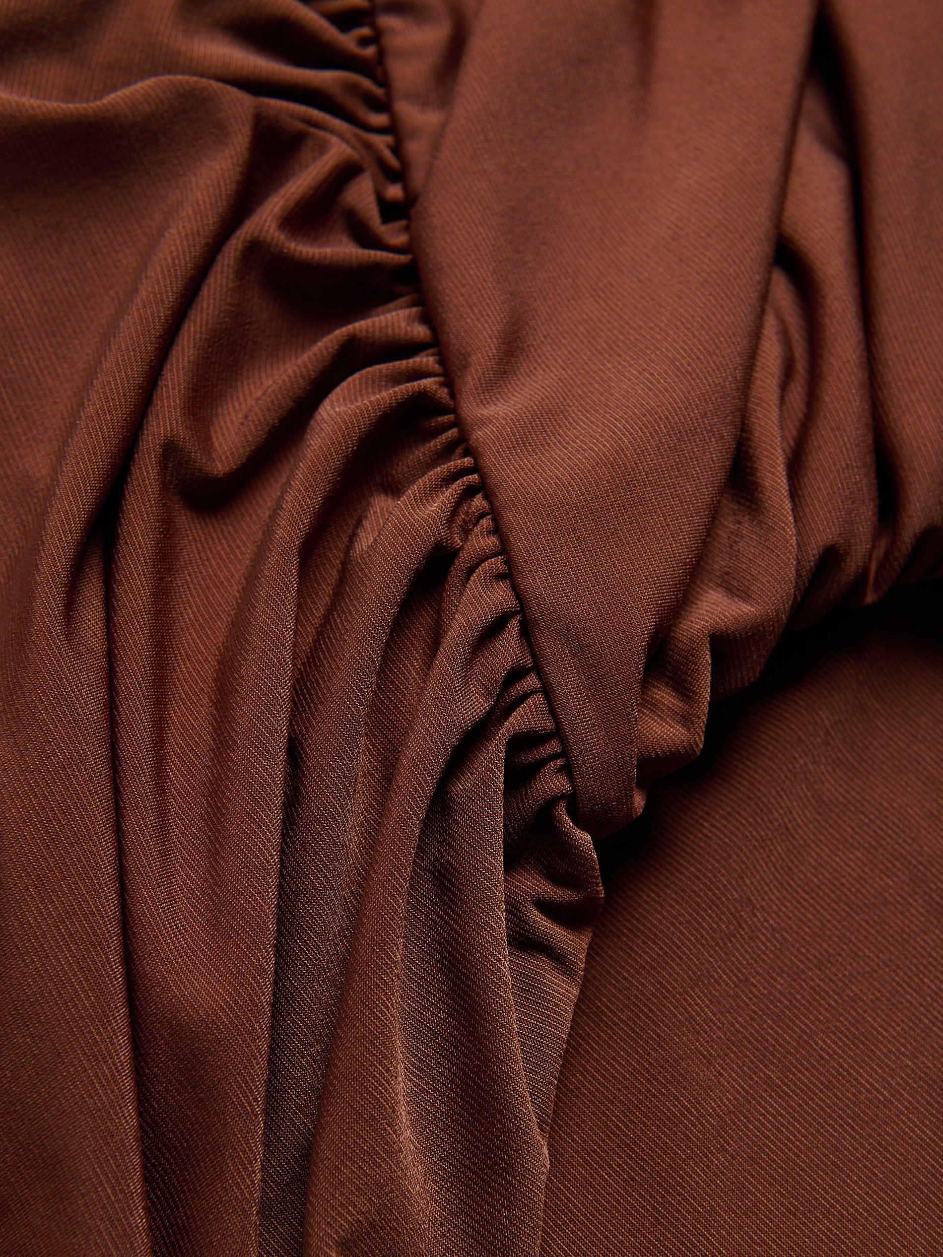 Brown Dress With Draping, Brown, large image number 1