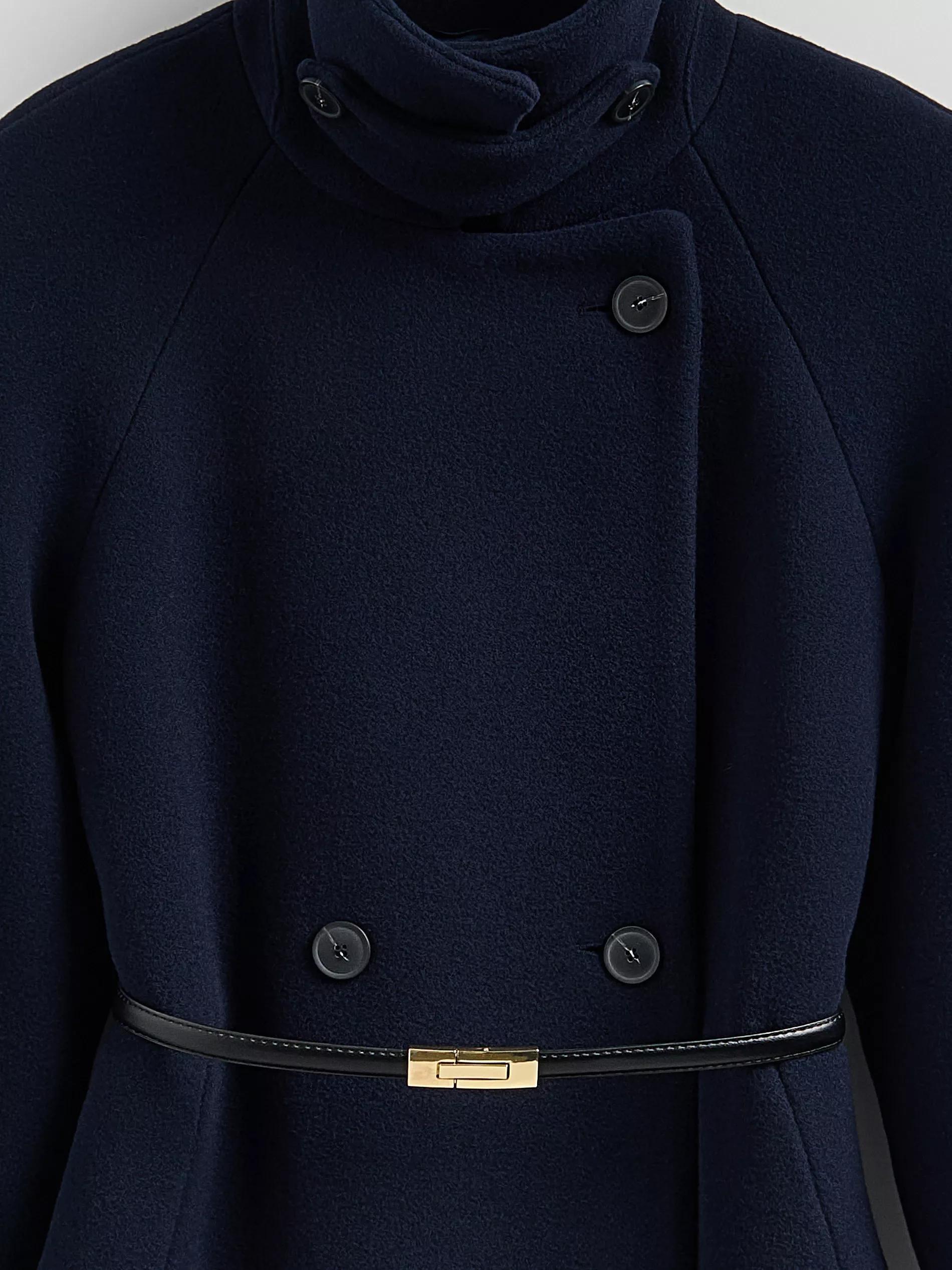 NAVY Coat with Bellandi wool, Navy, medium
