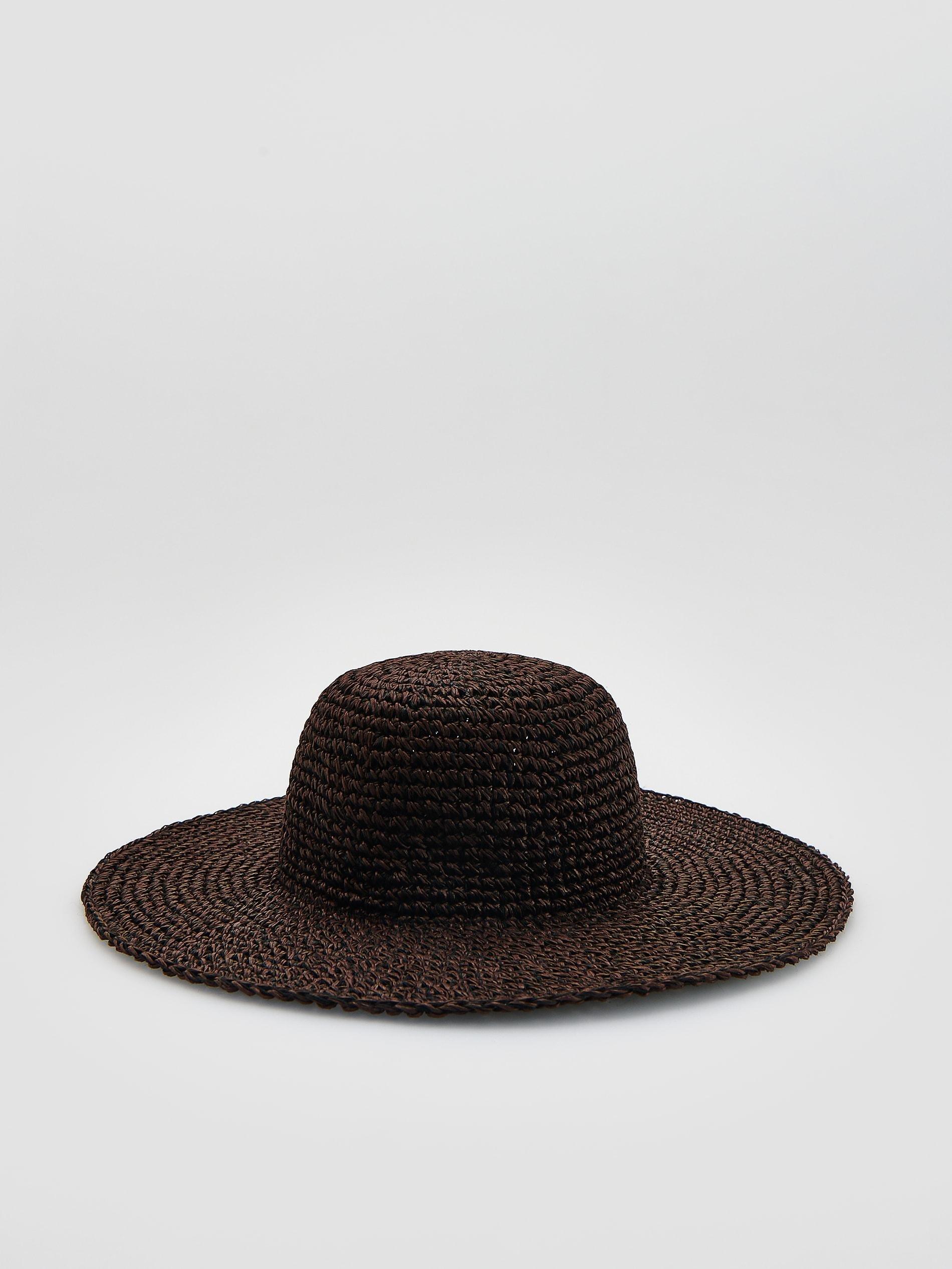 Brown Woven Hat, Brown, large image number 0