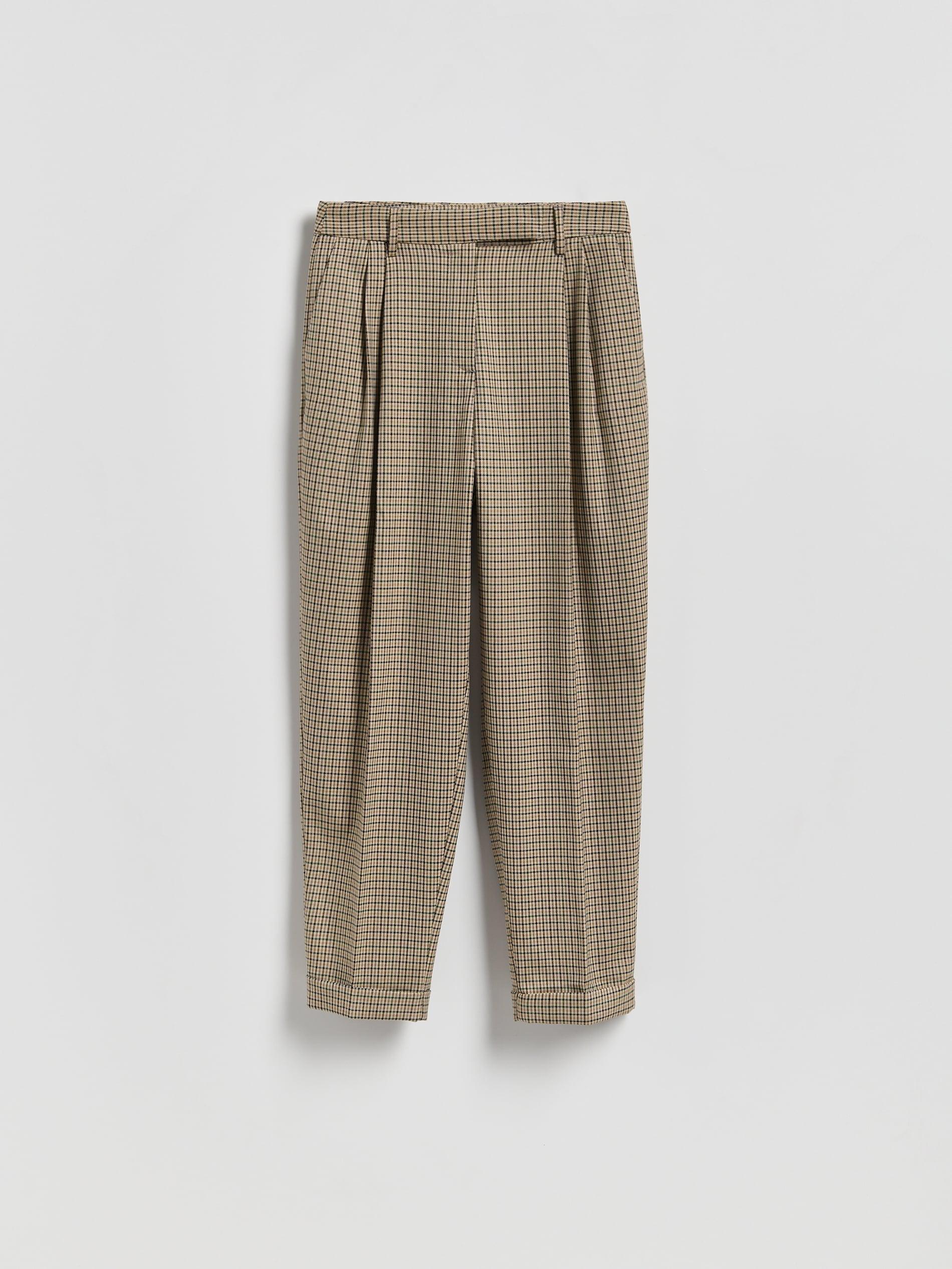 Brown Fine-Checked Trousers, Brown, medium