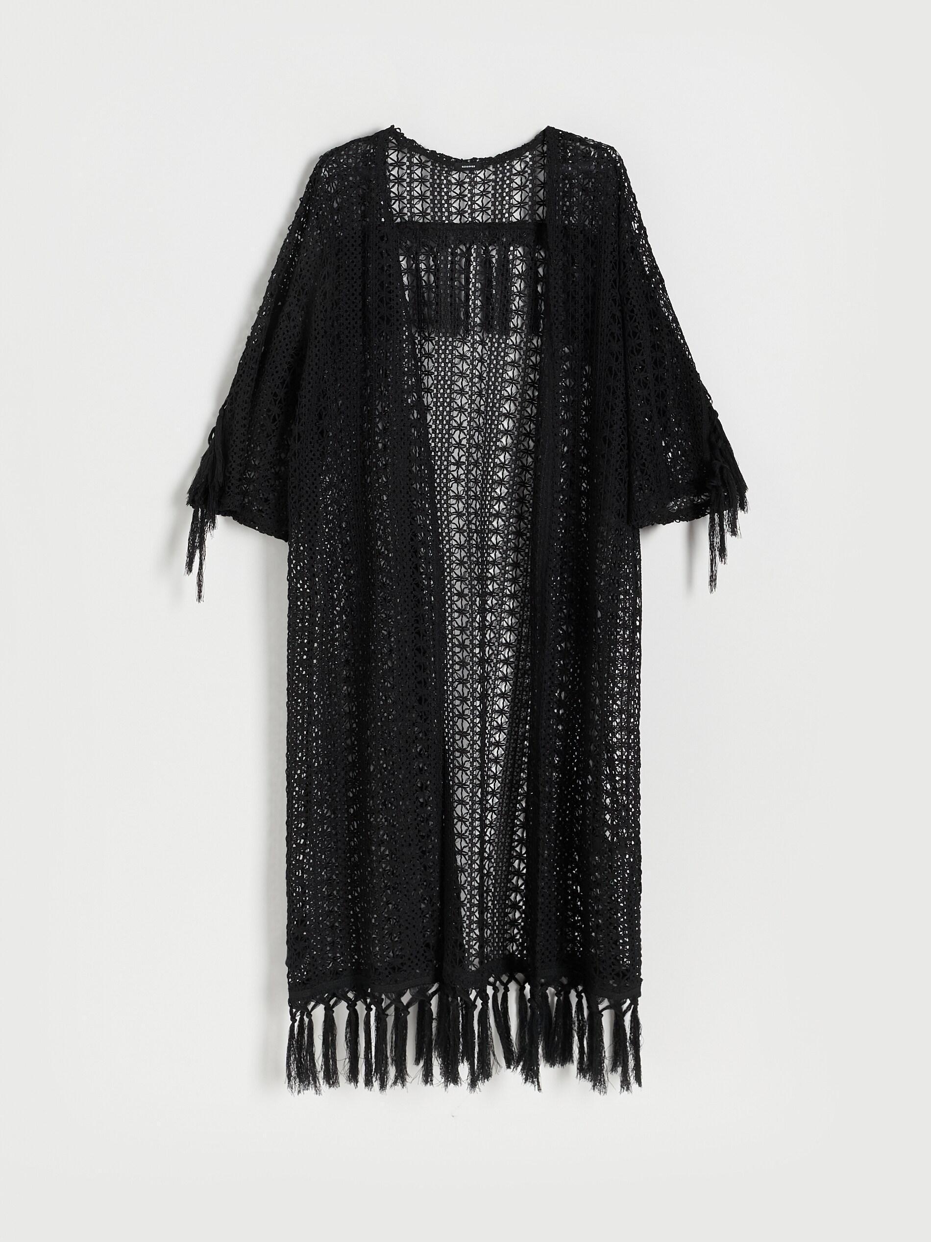 Black Openwork Cover Up, Black, large image number 1