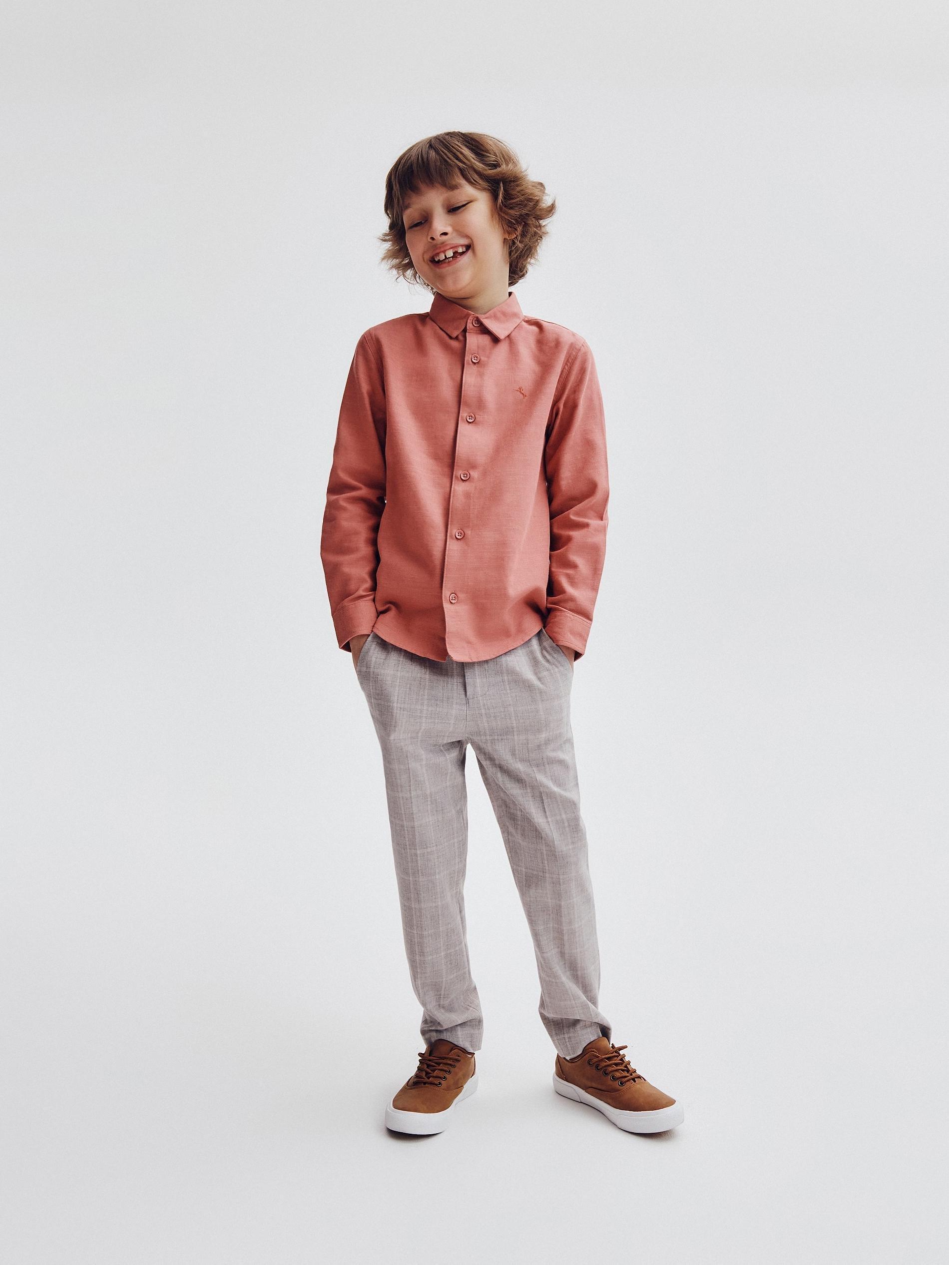 Beige Check Suit Trousers, Kids Boys, , large image number 0
