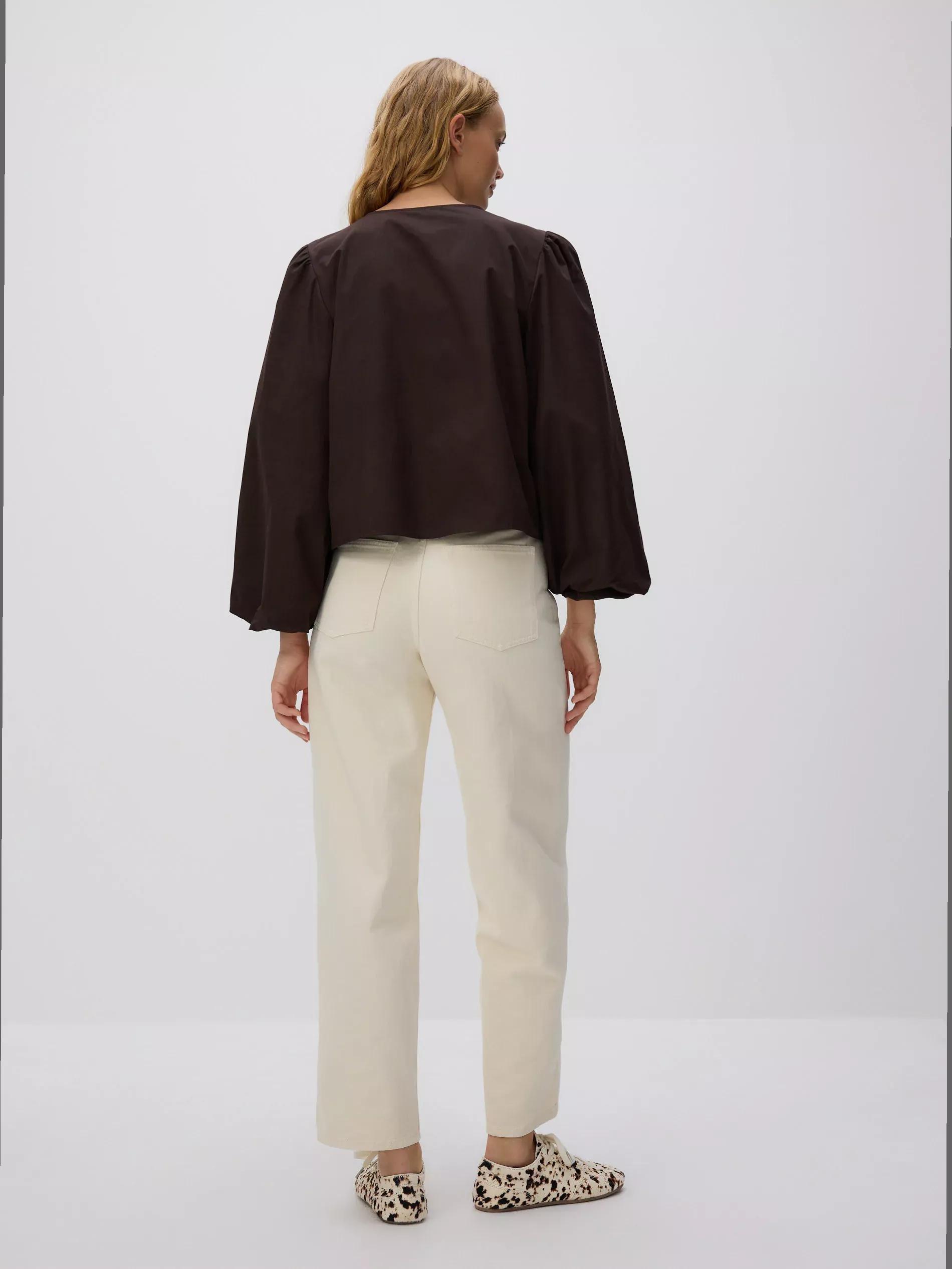 Brown Cotton Blouse With Tie Detail, , large image number 3