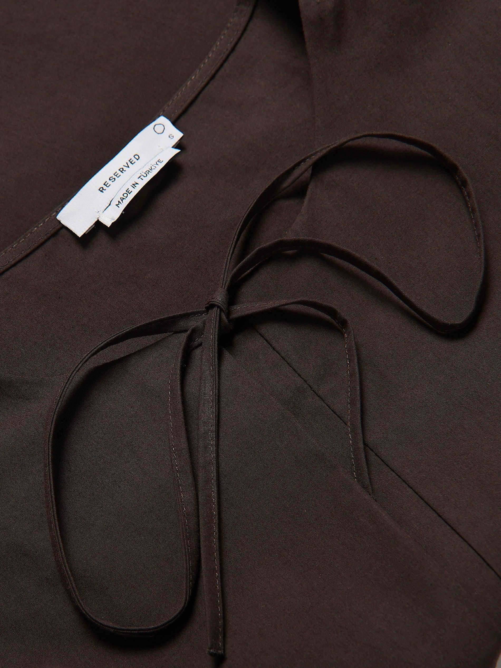 Brown Cotton Blouse With Tie Detail, , large image number 5