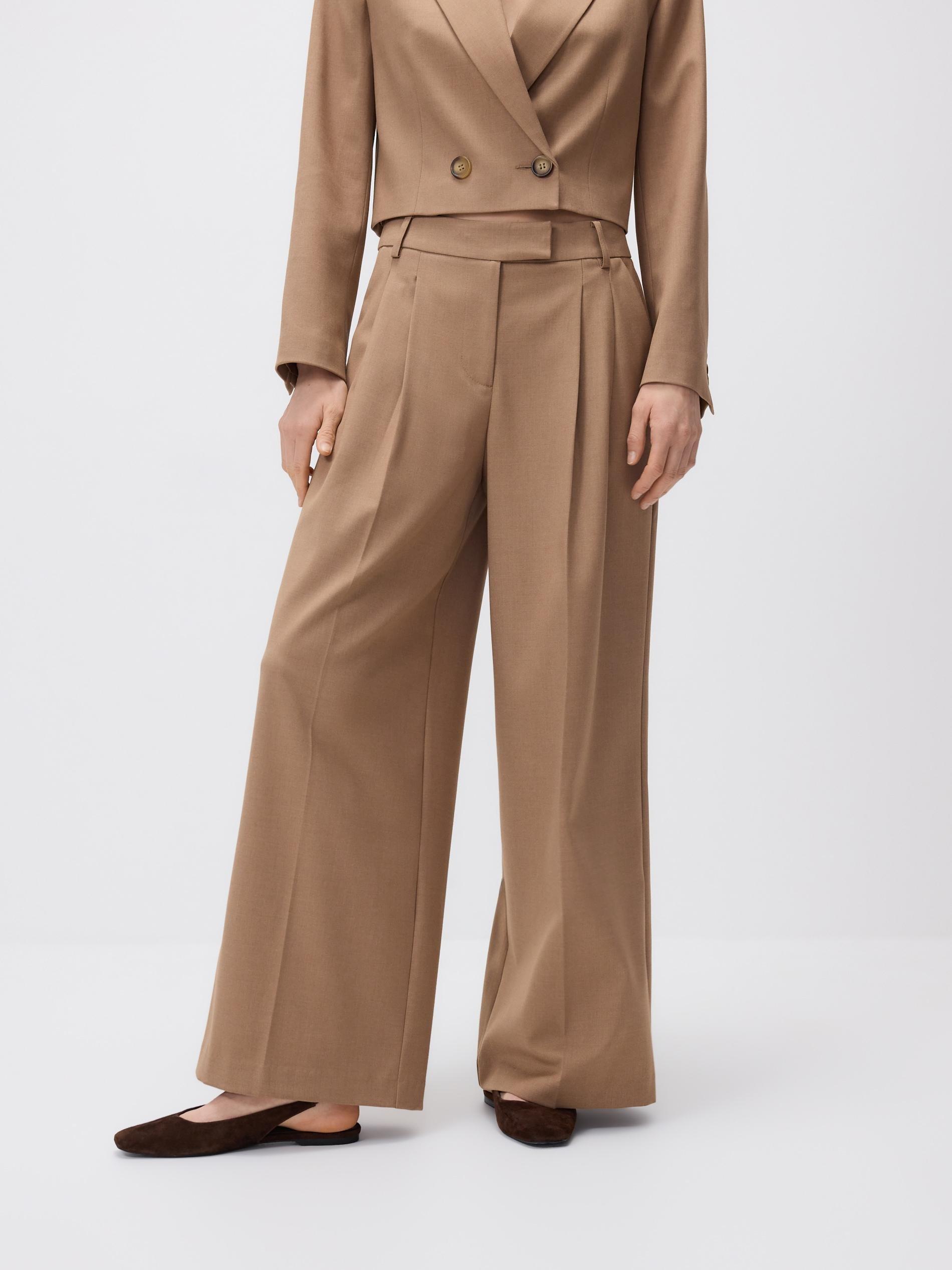 Brown Wide Leg Trousers, Brown, large image number 0