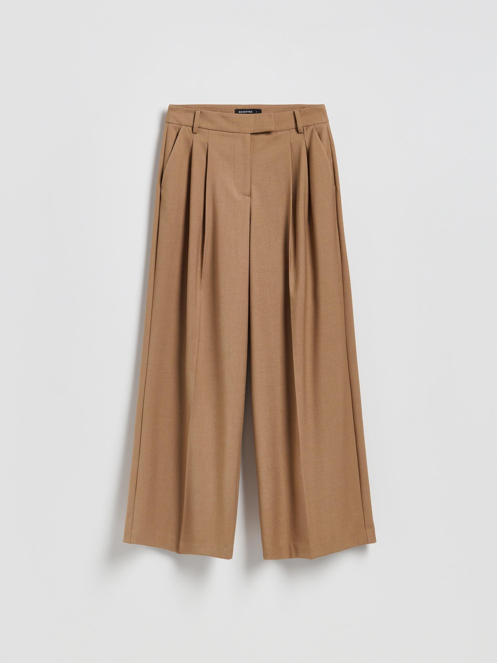 Brown Wide Leg Trousers, Brown, large image number 3