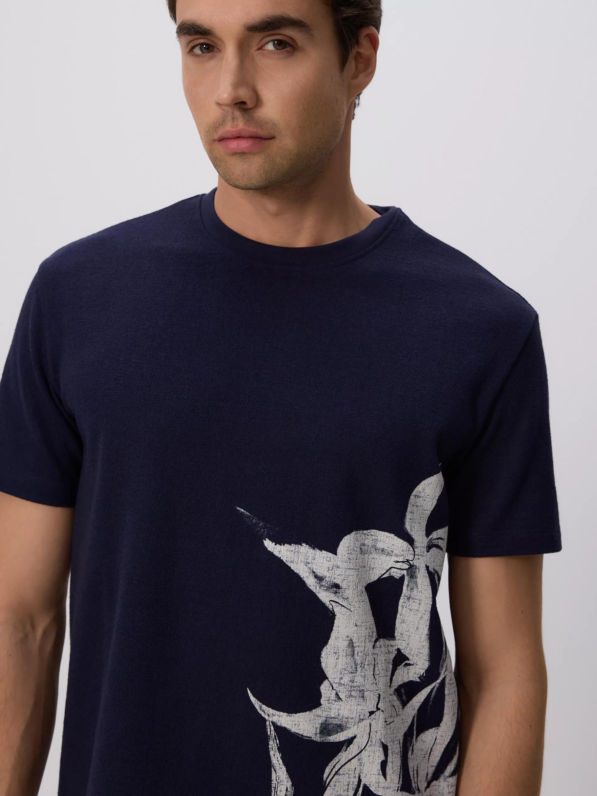 Navy Comfort Fit T-Shirt With Print, , large image number 2
