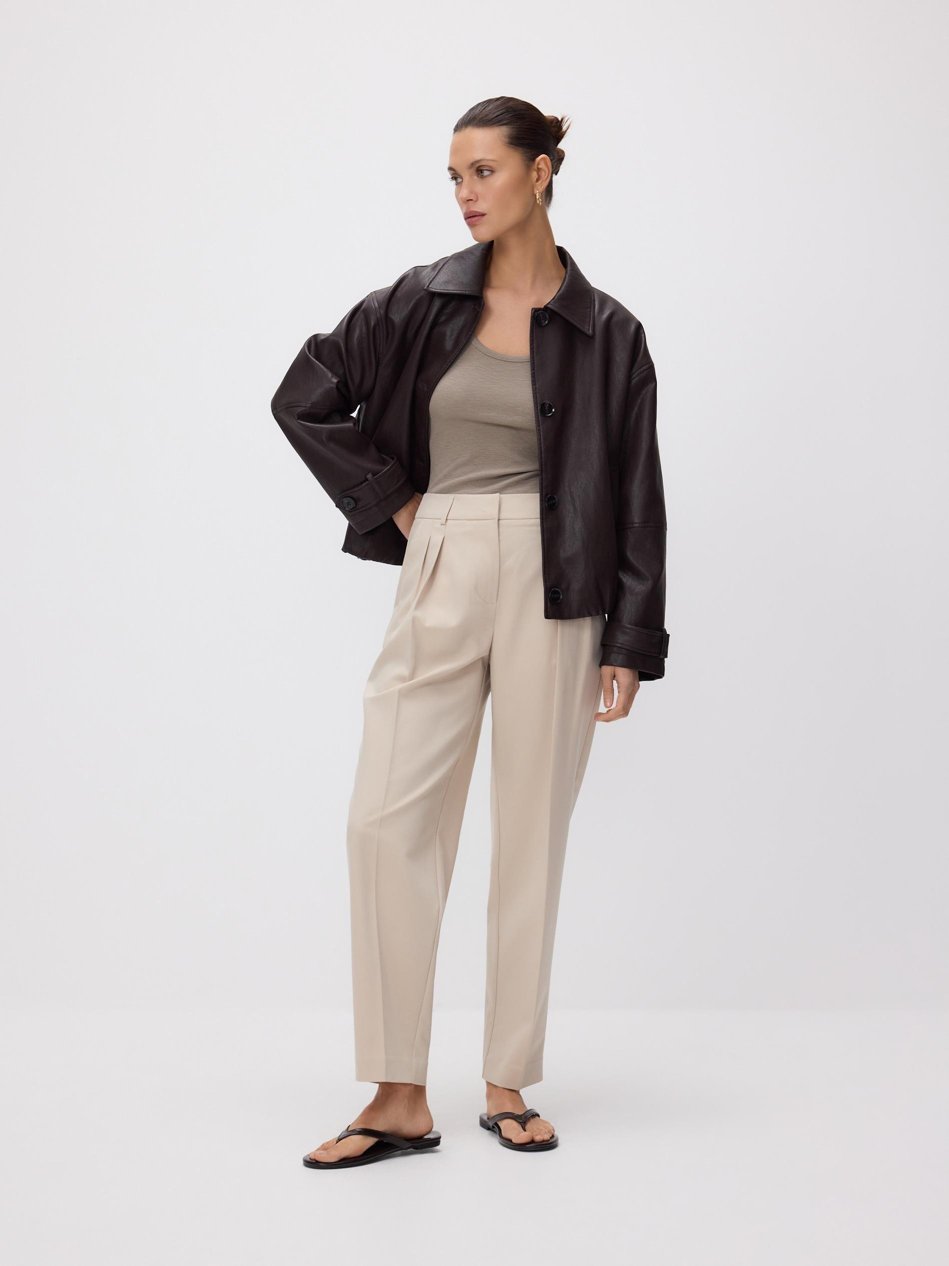 Beige Trousers With Pressed Crease, Beige, medium