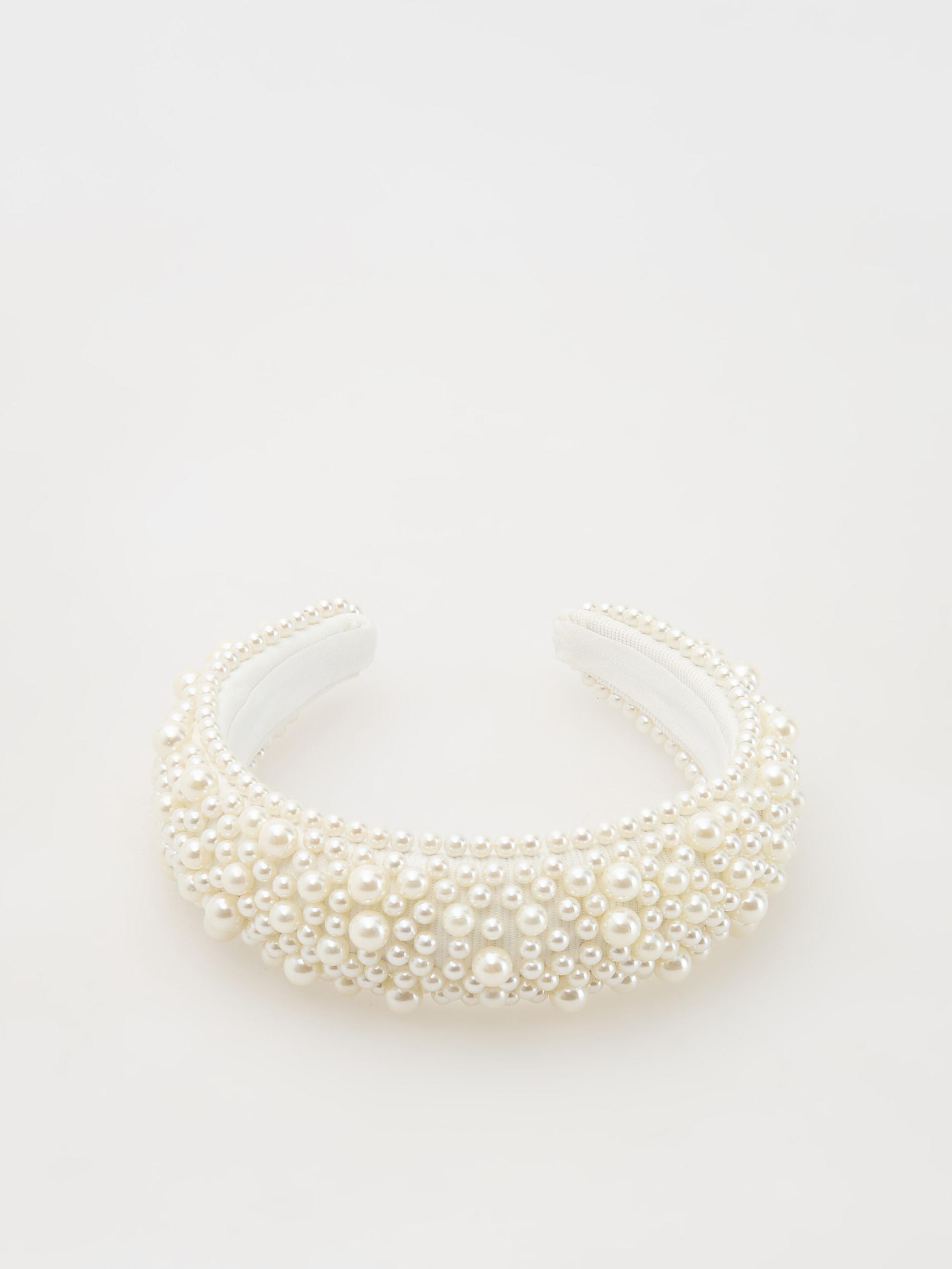Cream Detailed Hair Hoop, Ivory, large image number 2