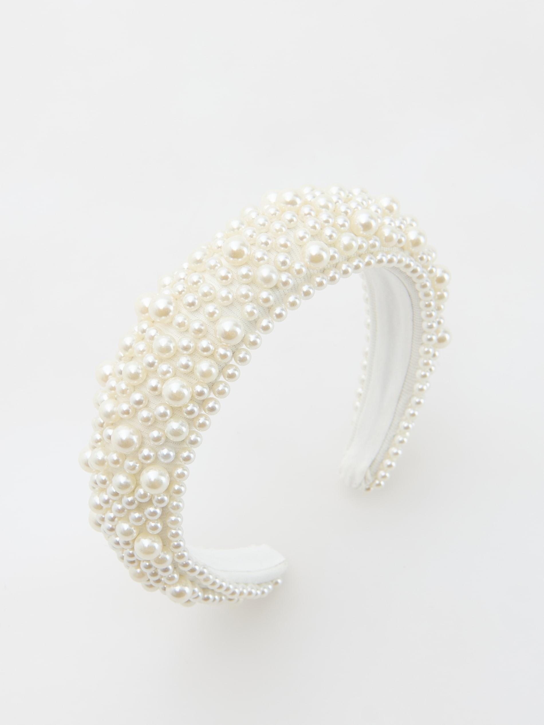 Cream Detailed Hair Hoop, Ivory, large image number 4