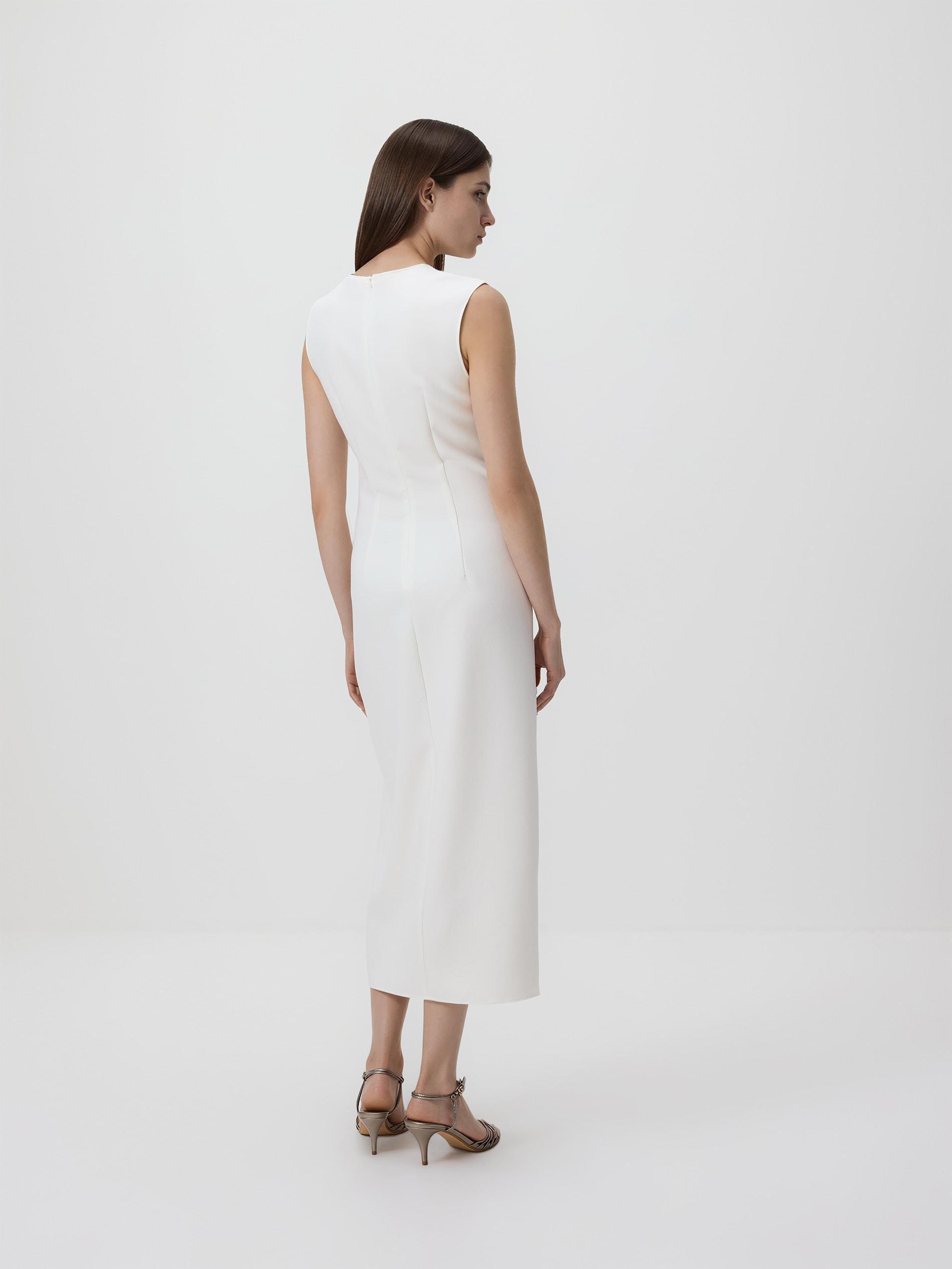 White Ruched Dress, White, large image number 1