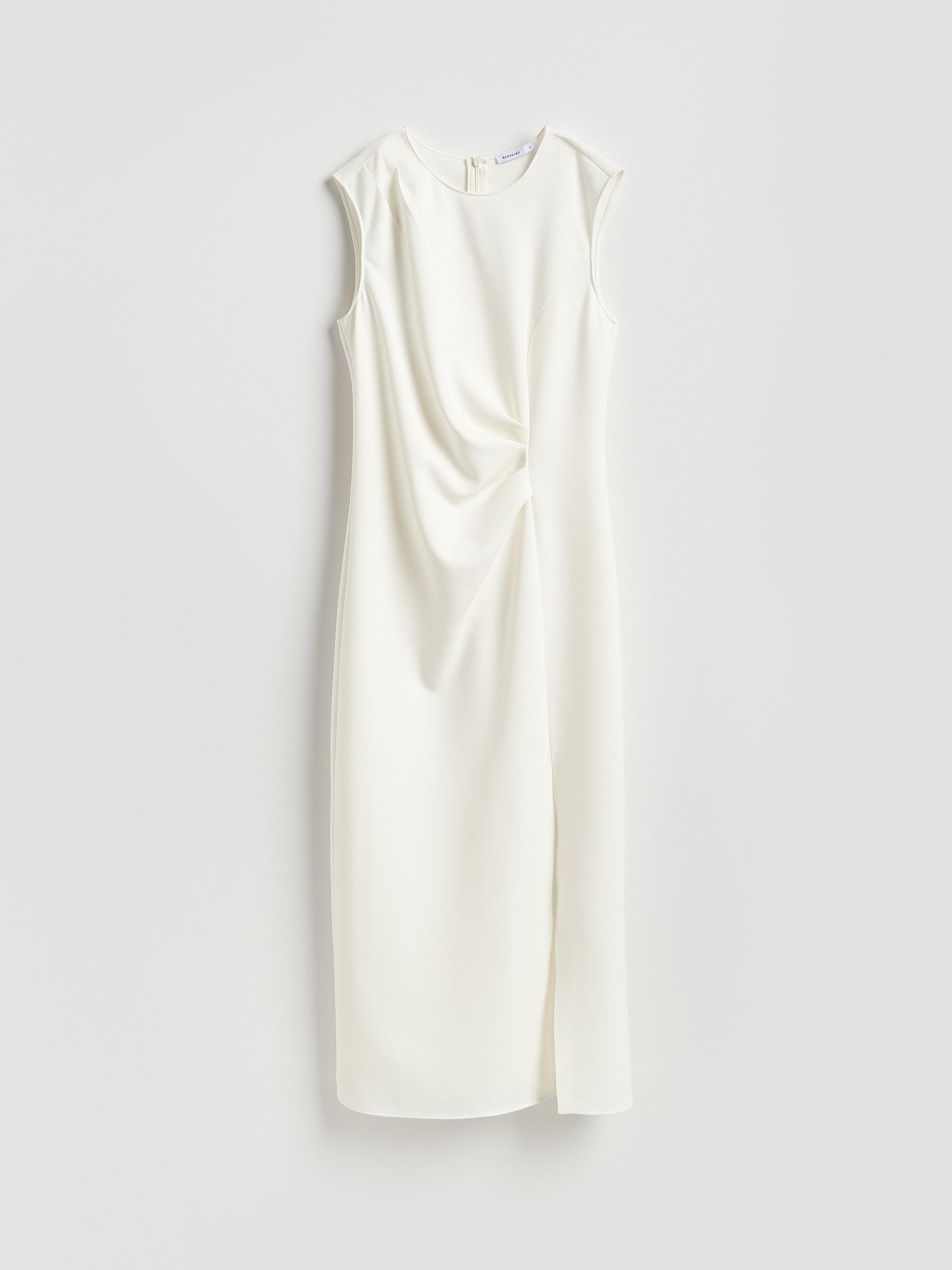 White Ruched Dress, White, large image number 4