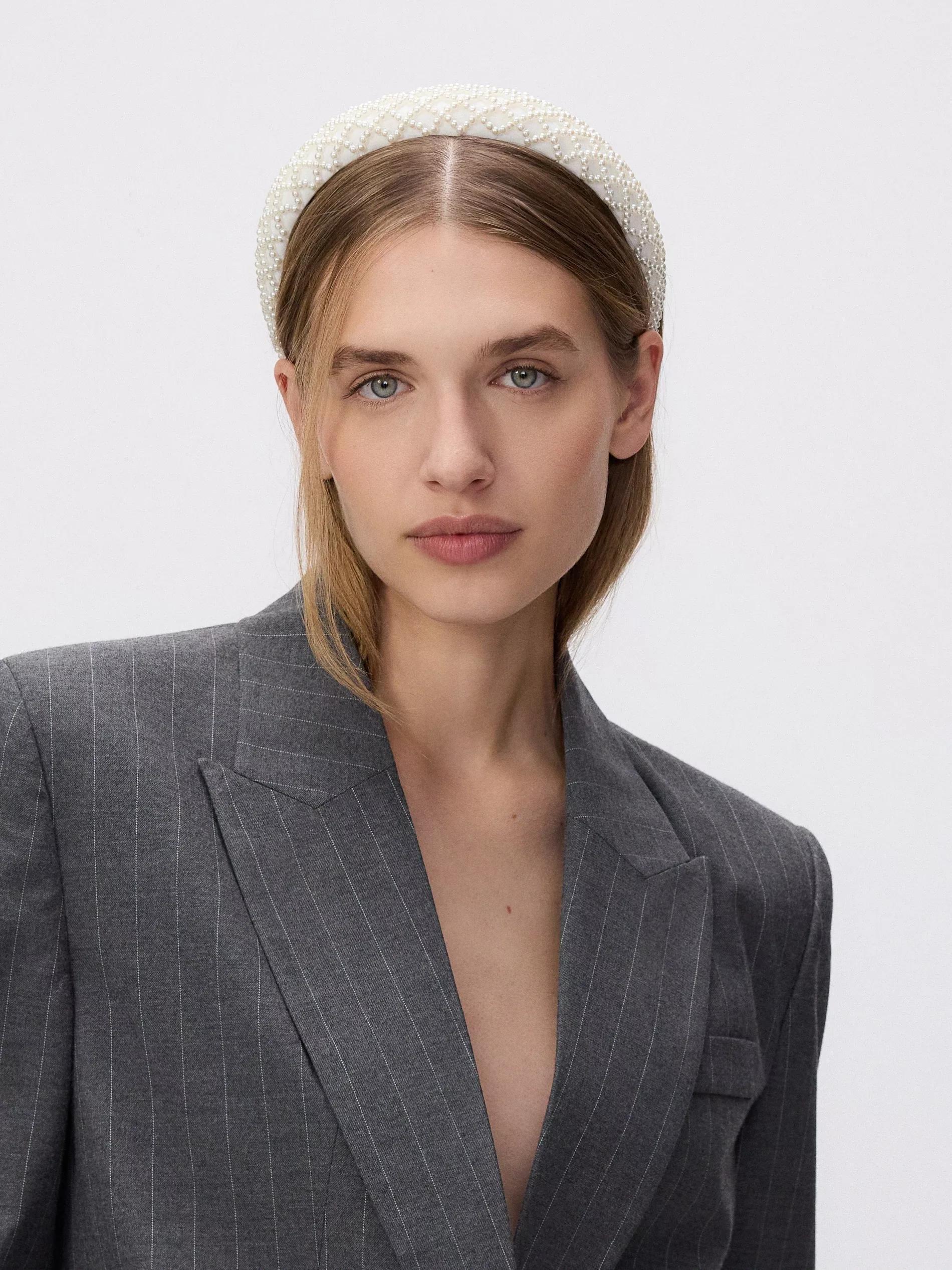 Cream Pearl Headband, Ivory, large image number 0