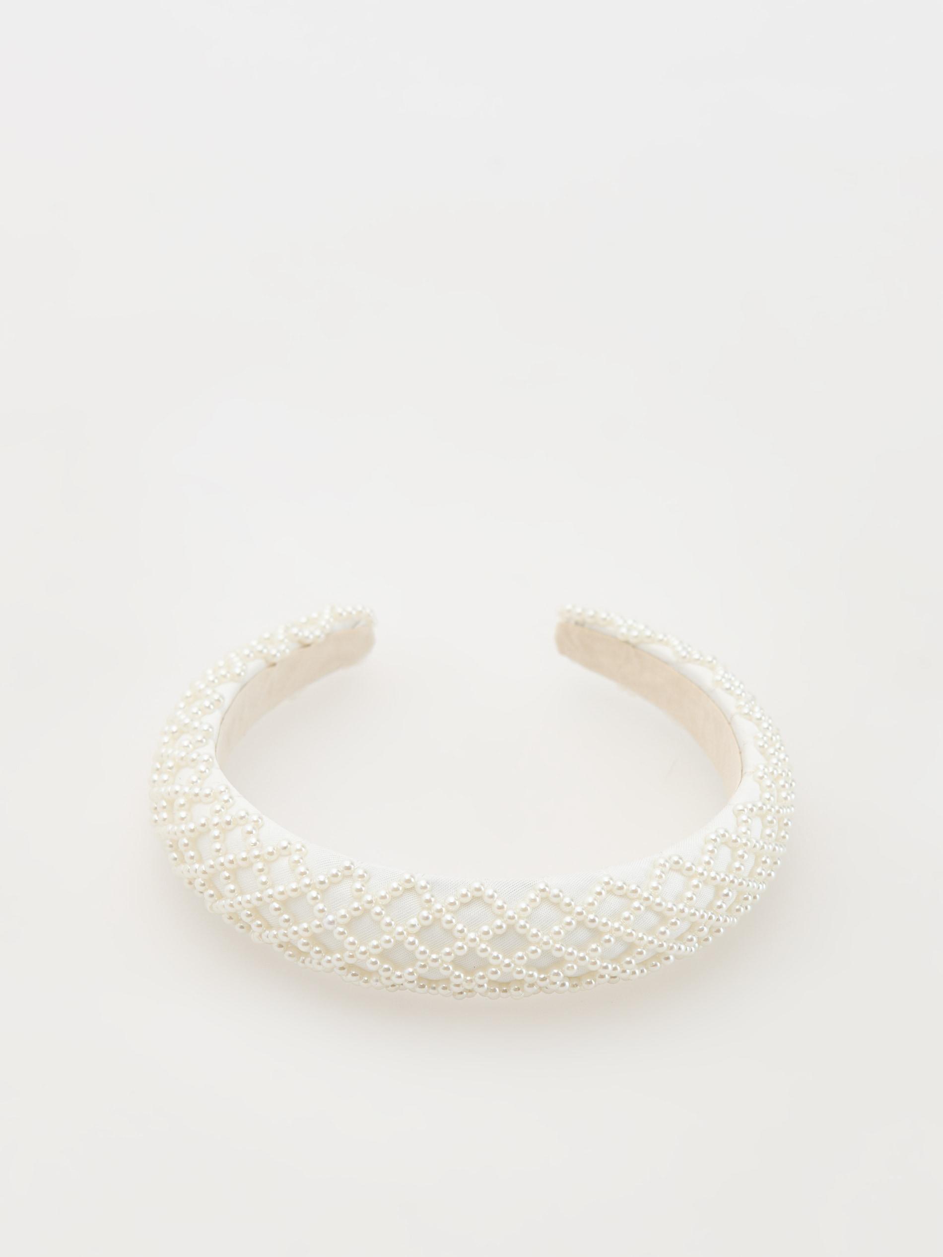 Cream Pearl Headband, Ivory, large image number 2